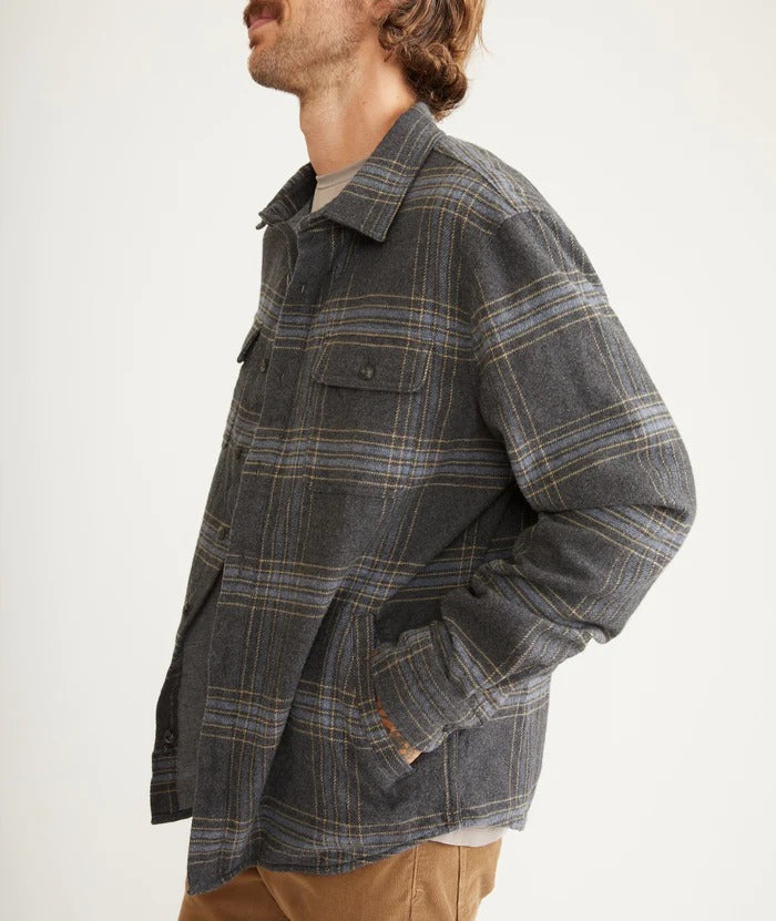 Wholesale,Marine Layer, Marine Layer Grey Plaid Long Sleeve Signature Lined Camping Shirt, Grey, Large-48-TagL