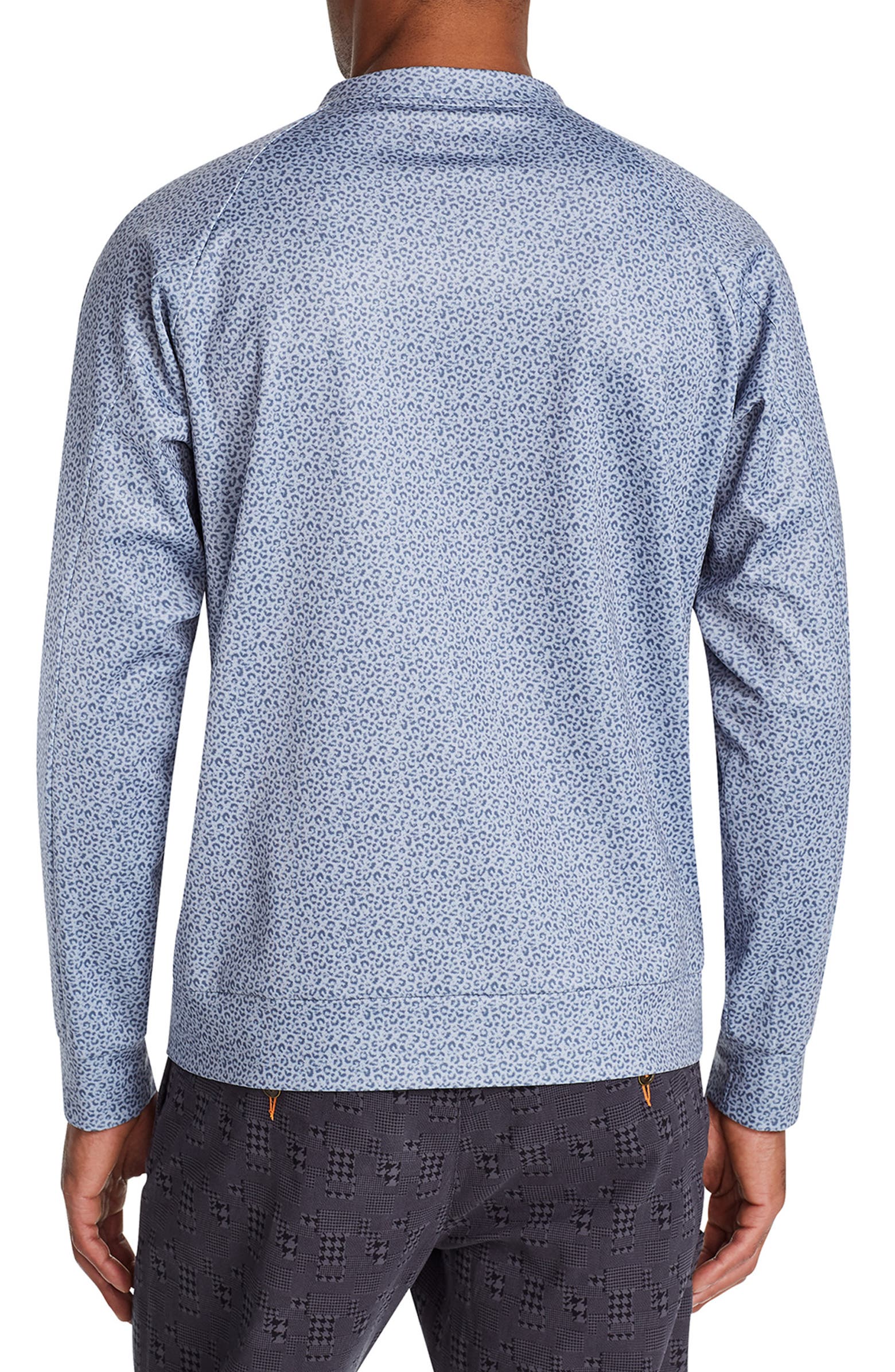 Nordstorm Rack,Tallia, Tallia Blue Tonal Leopard Print Raglan Pullover, Blue, Small-42-TagSMedium-44-TagM