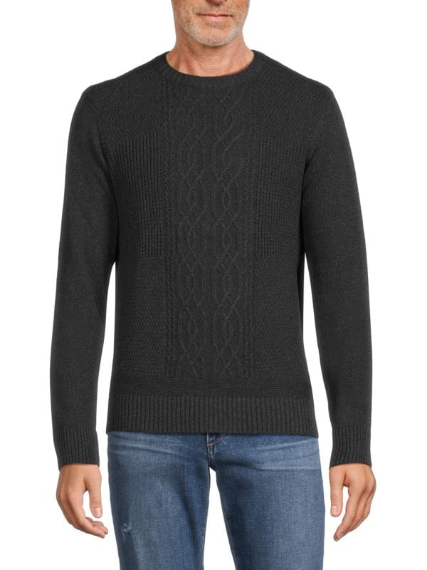 Ben Sherman Charcoal Crewneck Cable Knit Sweater