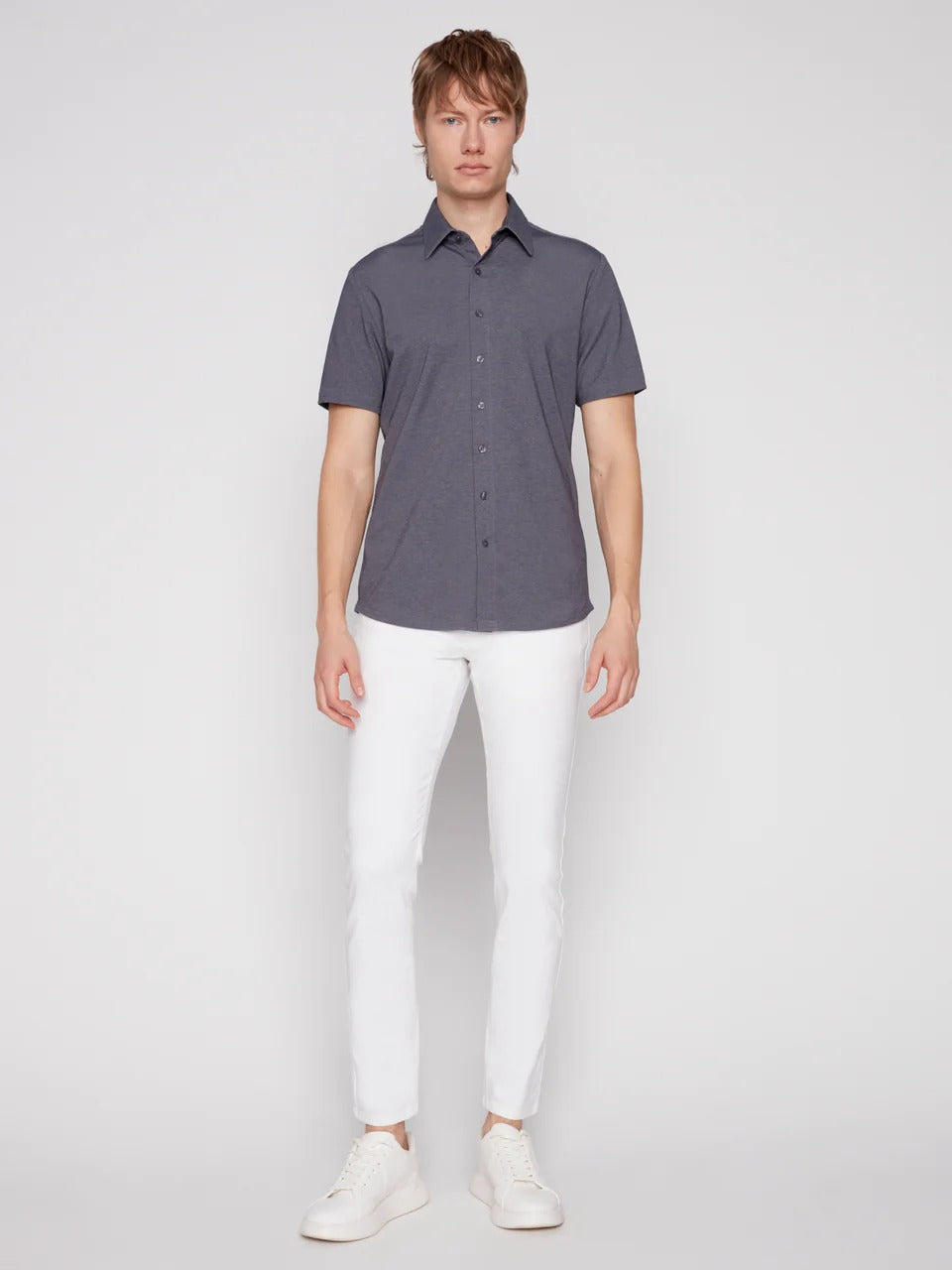 Wholesale,Projek Raw, Projek Raw Indigo Knit Short Sleeve Shirt, Blue, Small-39-TagS