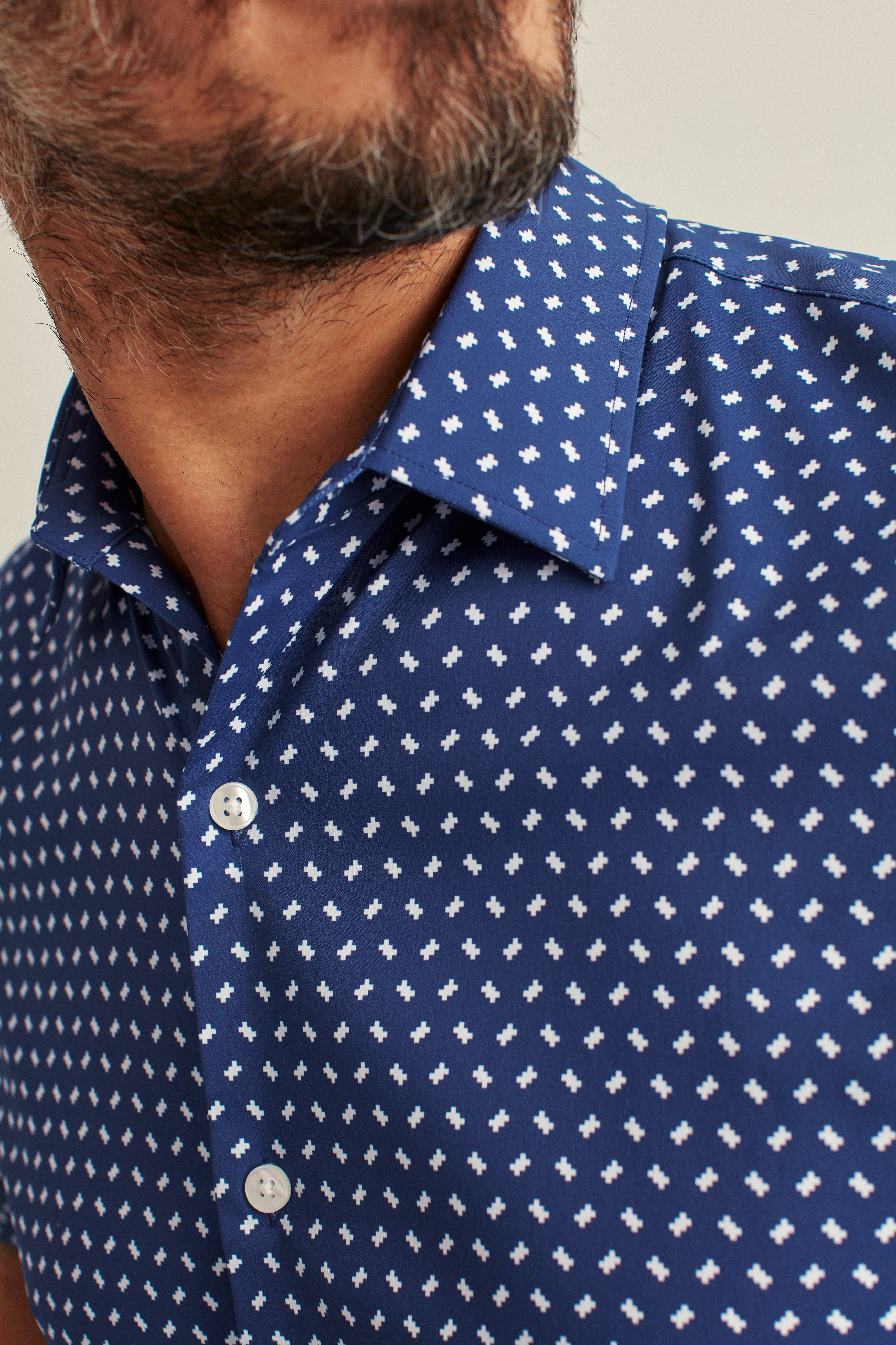 Wholesale,Bonobos, Bonobos Navy Geo Print Tech Short Sleeve Shirt, Blue, Extra Extra Large-51-TagXXLExtra Large-48-TagXLLarge-45-TagLMedium-42-TagMSmall-40-TagS