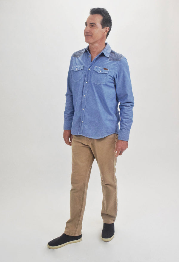 Carhartt Blue Long Sleeve Western Slim Button Up Shirt