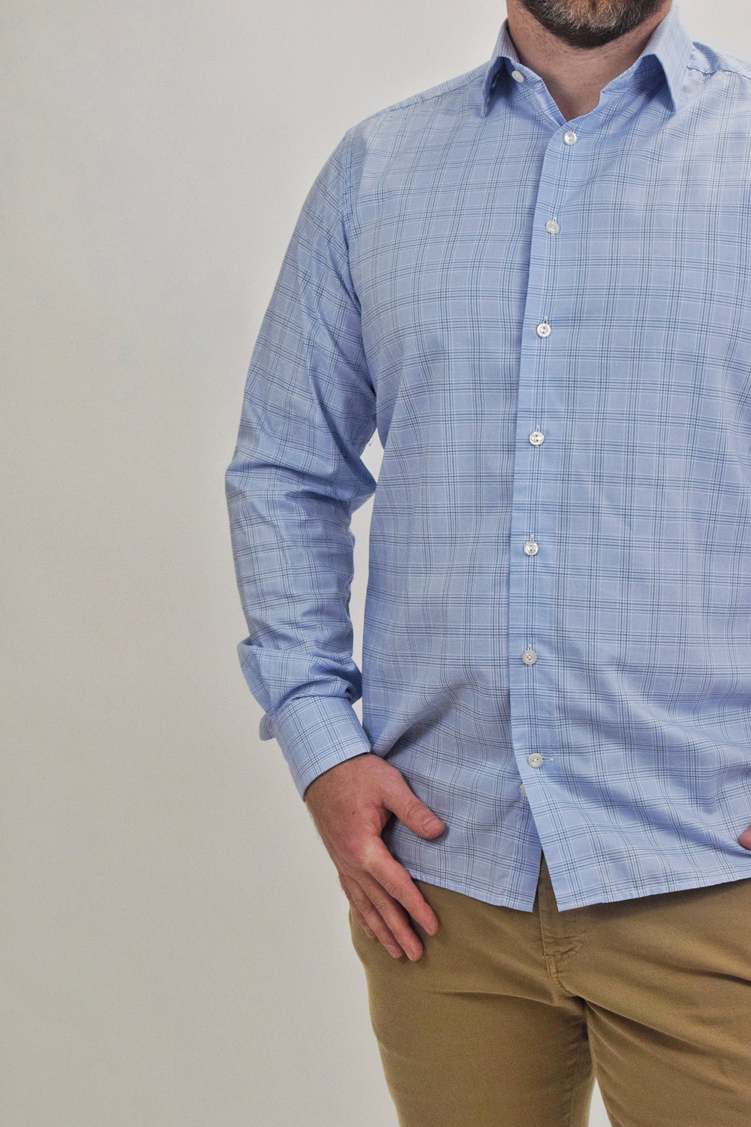 The RealReal,Eton, Eton Light Blue Plaid Print Button Up Shirt, Blue, Extra Large-48-TagXL