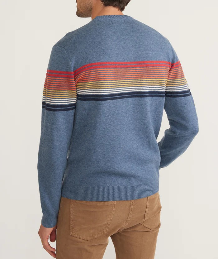 Wholesale,Marine Layer, Marine Layer Blue Rainbow Stripe Long Sleeve Archive Thompson Sweater, Blue, Large-45-TagL