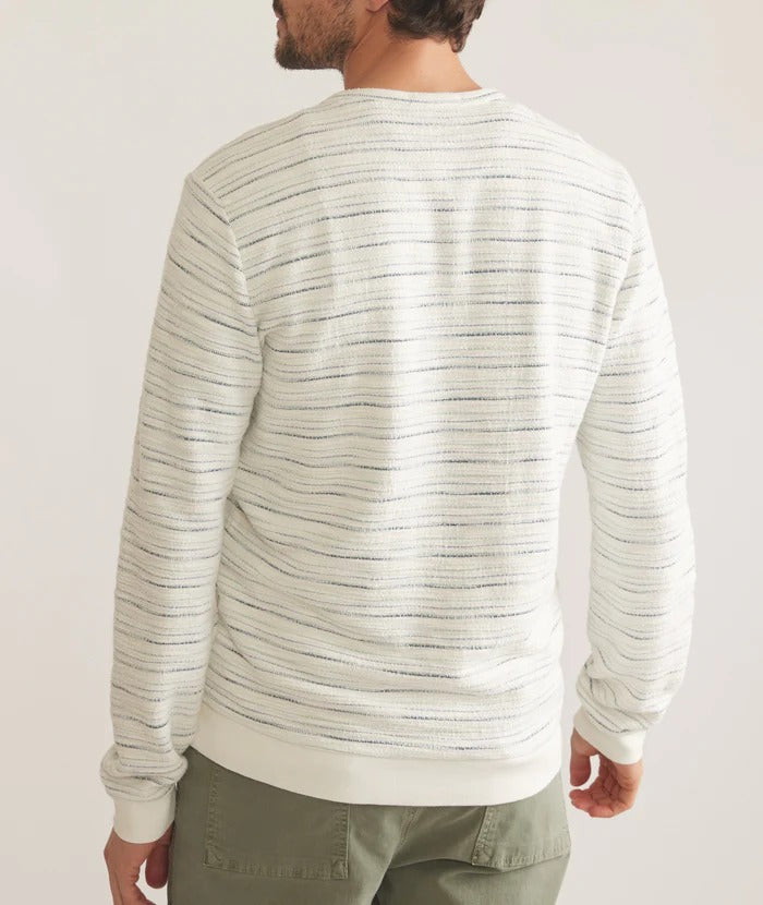 Marine Layer Cream/Green Textured Stripe Crewneck