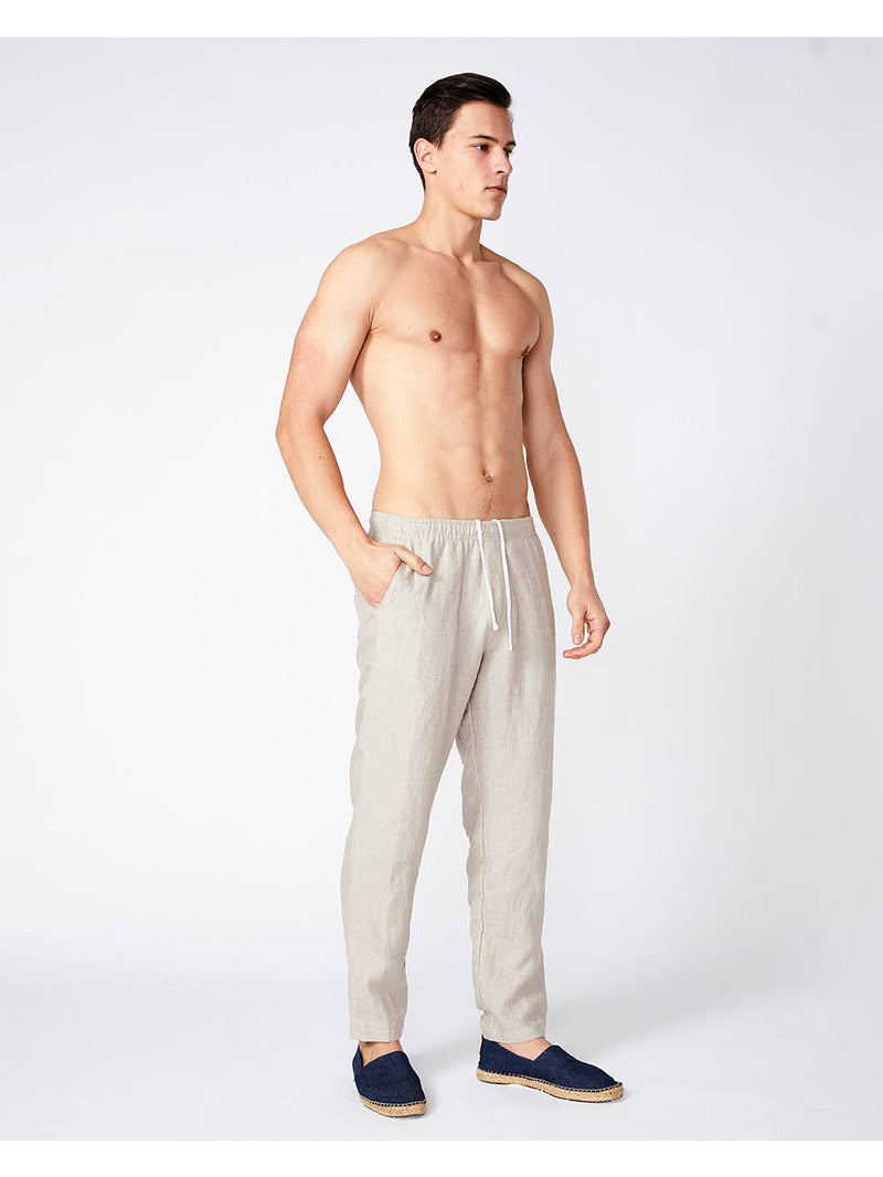 Merlino Street Beige Linen Long Pants