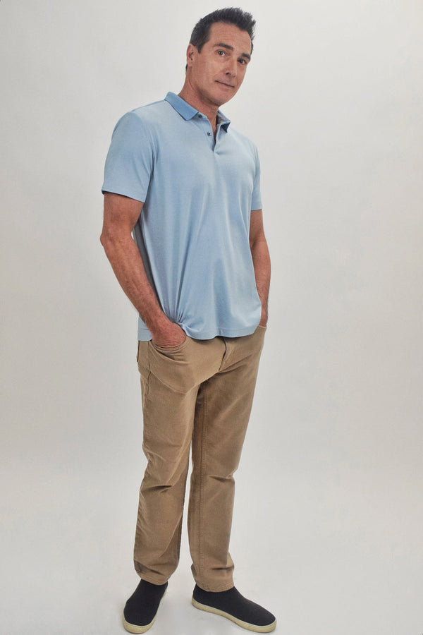 Theory Blue Polo with Contrast Collar