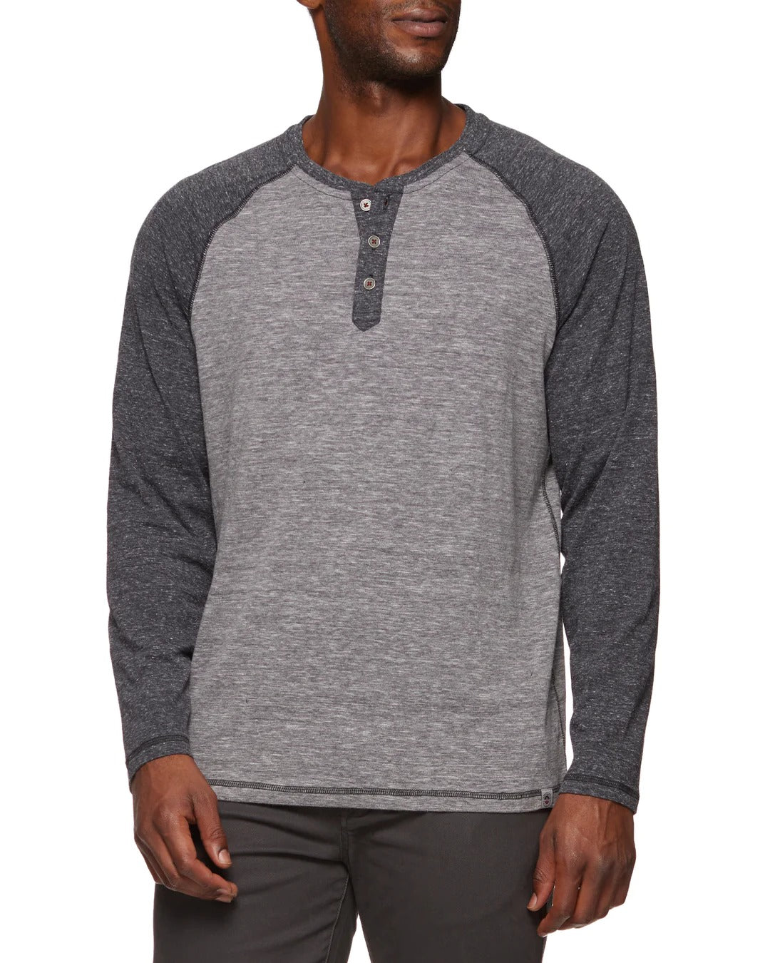 Wholesale,Flag & Anthem, Flag and Anthem Grey/Onyx Raglan Sleeve Henley, Grey, Large-45-TagL