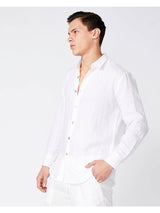 Merlino Street White Linen Long Sleeve Button Shirt