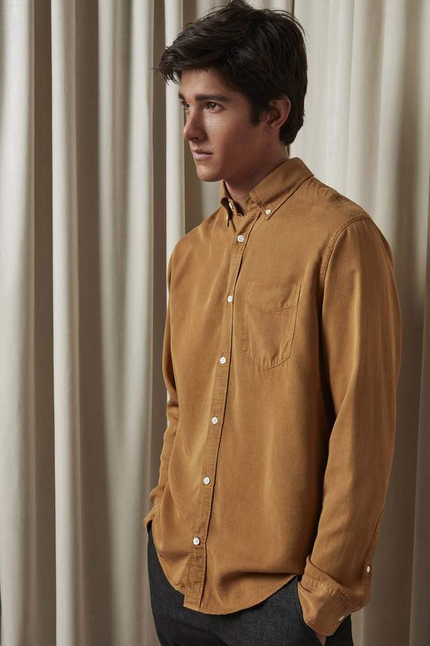 Bobbi + Bricka,NN07, NN07 Beige Button Down Shirt, Brown, Medium-43-