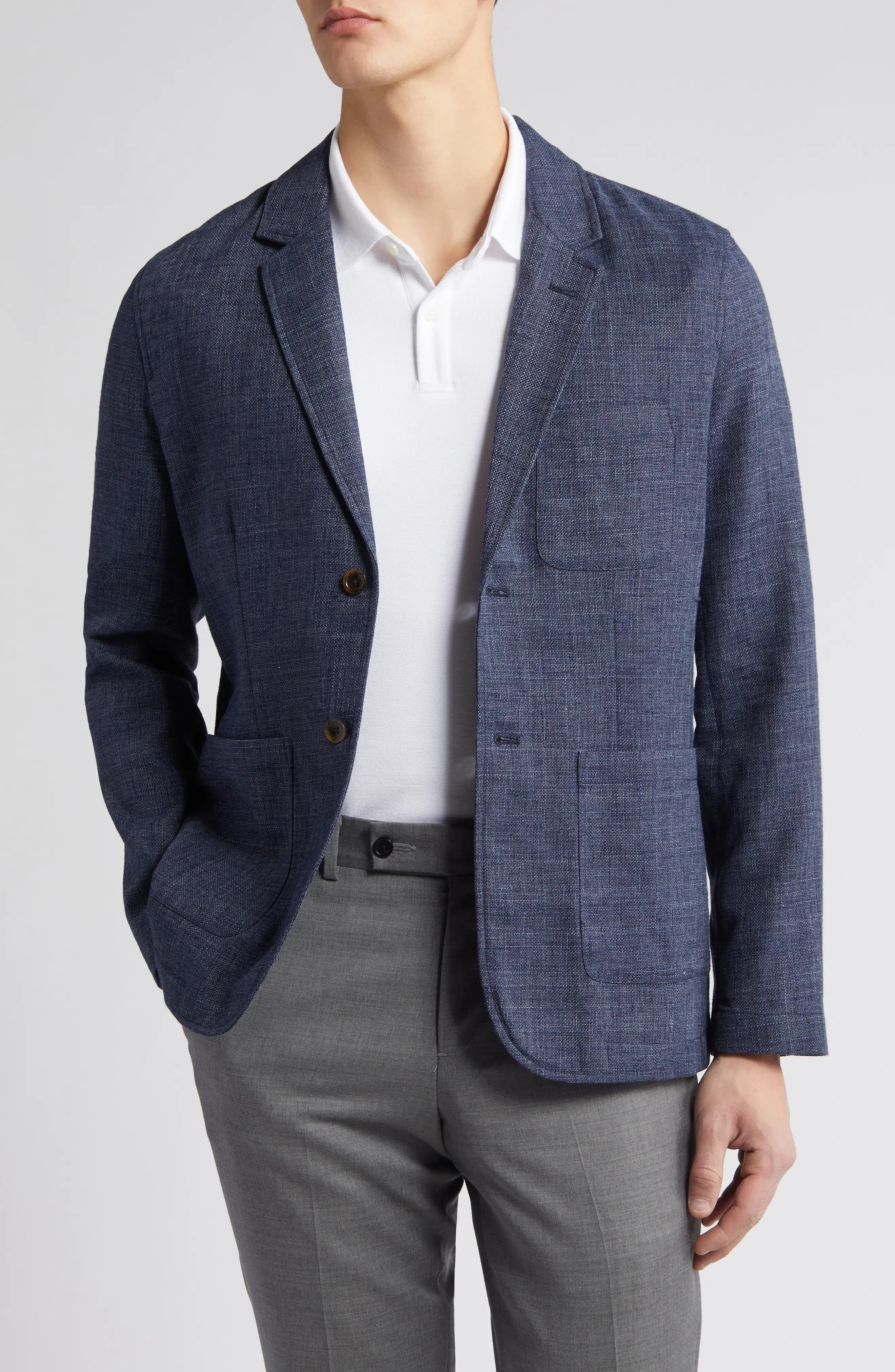 Wholesale,Rails, Rails Navy Idris Cotton & Linen Blend Blazer, Blue, Large-46-TagL