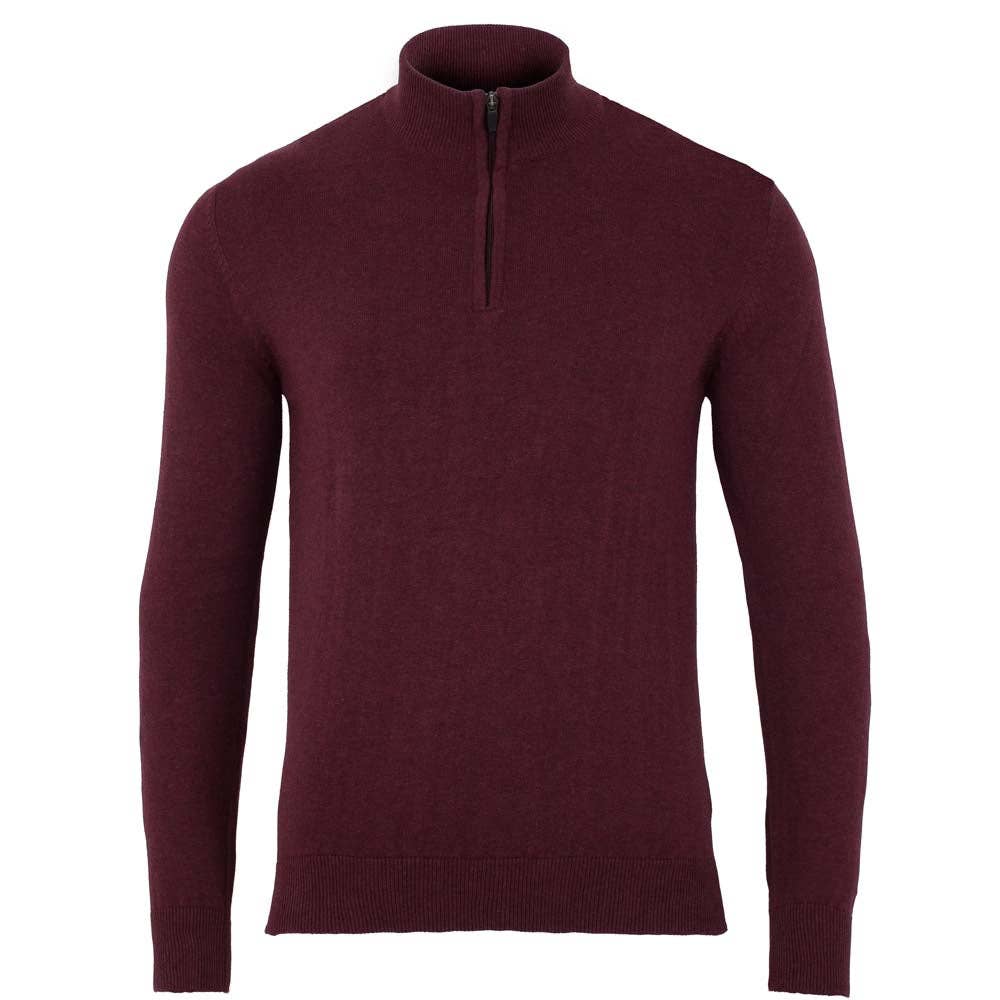 Faire,Paul James, Paul James Burgundy Lightweight Half Zip Sweater, Red, Large-44-TagL