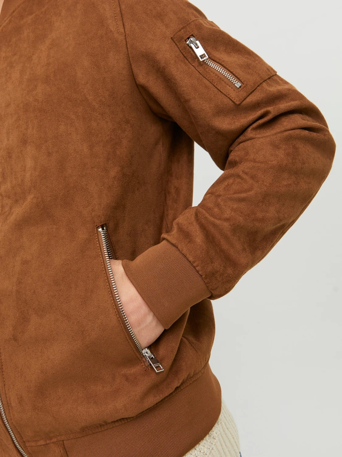 Wholesale,Jack & Jones, Jack & Jones Brown Faux Suede Bomber Jacket, Brown, Extra Large-46-TagXL
