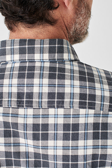 Otrium,Faherty, Faherty Grey/White Flannel Long Sleeve Button Up Shirt, Grey, Small-40-TagS