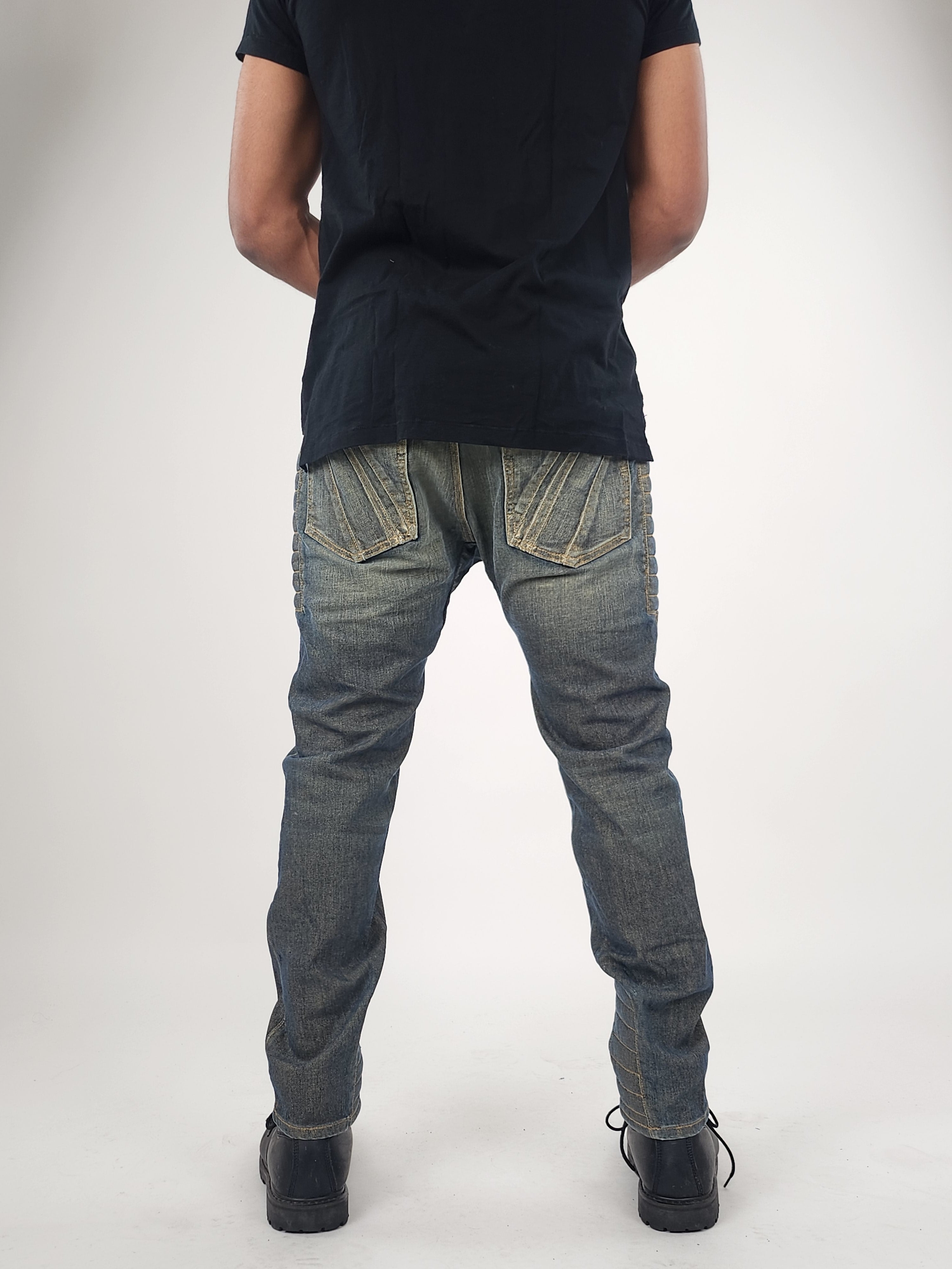 Wholesale,Reesedeluca, Reese De Luca Blue Gold Pants with Drop Crotch, Blue, 34W-31L-TagL