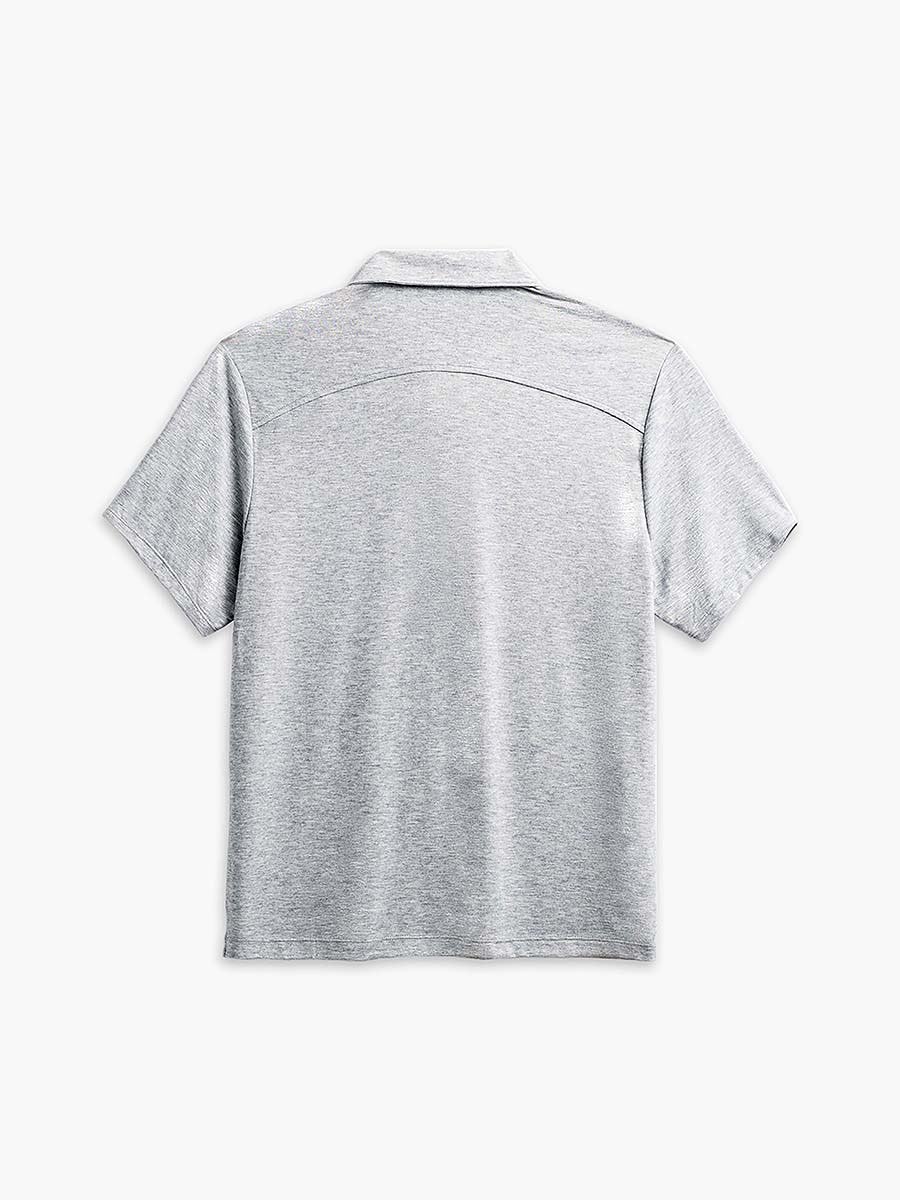 Wholesale,Ministry of Supply, Ministry of Supply Heather Grey Short Sleeve Zip Polo, Grey, Medium-42-TagM