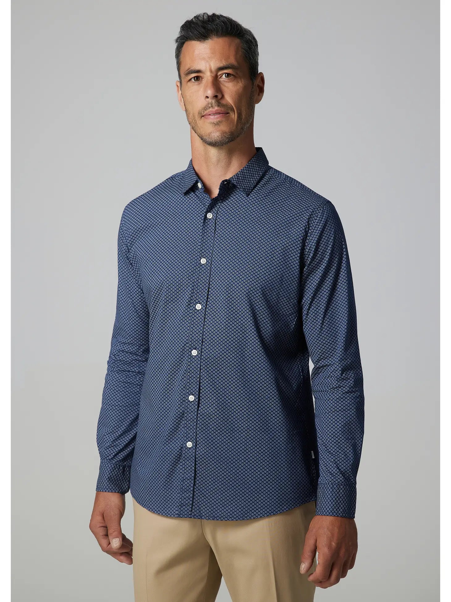 Faire,Julian & Mark, Julian & Mark Navy Blue Geo Dot Print Long Sleeve Button Up Shirt, Blue, Extra Large-49-TagXL