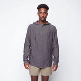 Public Beach Charcoal Linen Blend Long Sleeve Shirt with Hood