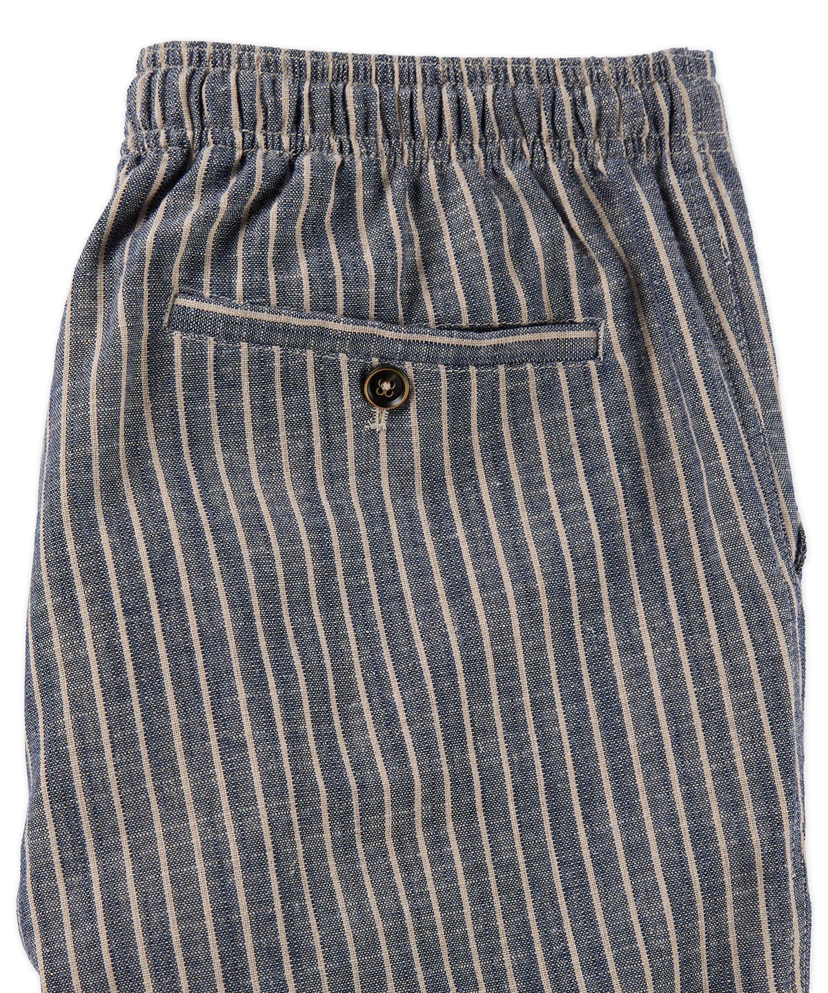 Brand Partner,Borgo28, Borgo28 Navy Drawstring Striped Cotton-Linen Shorts, Blue, 30W-9L-TagS
