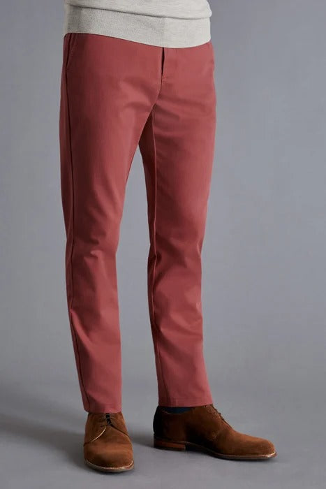 Otrium,Charles Tyrwhitt, Charles Tyrwhitt Maroon Slim Fit Chino Pant, Red, 37W-32L-Tag36