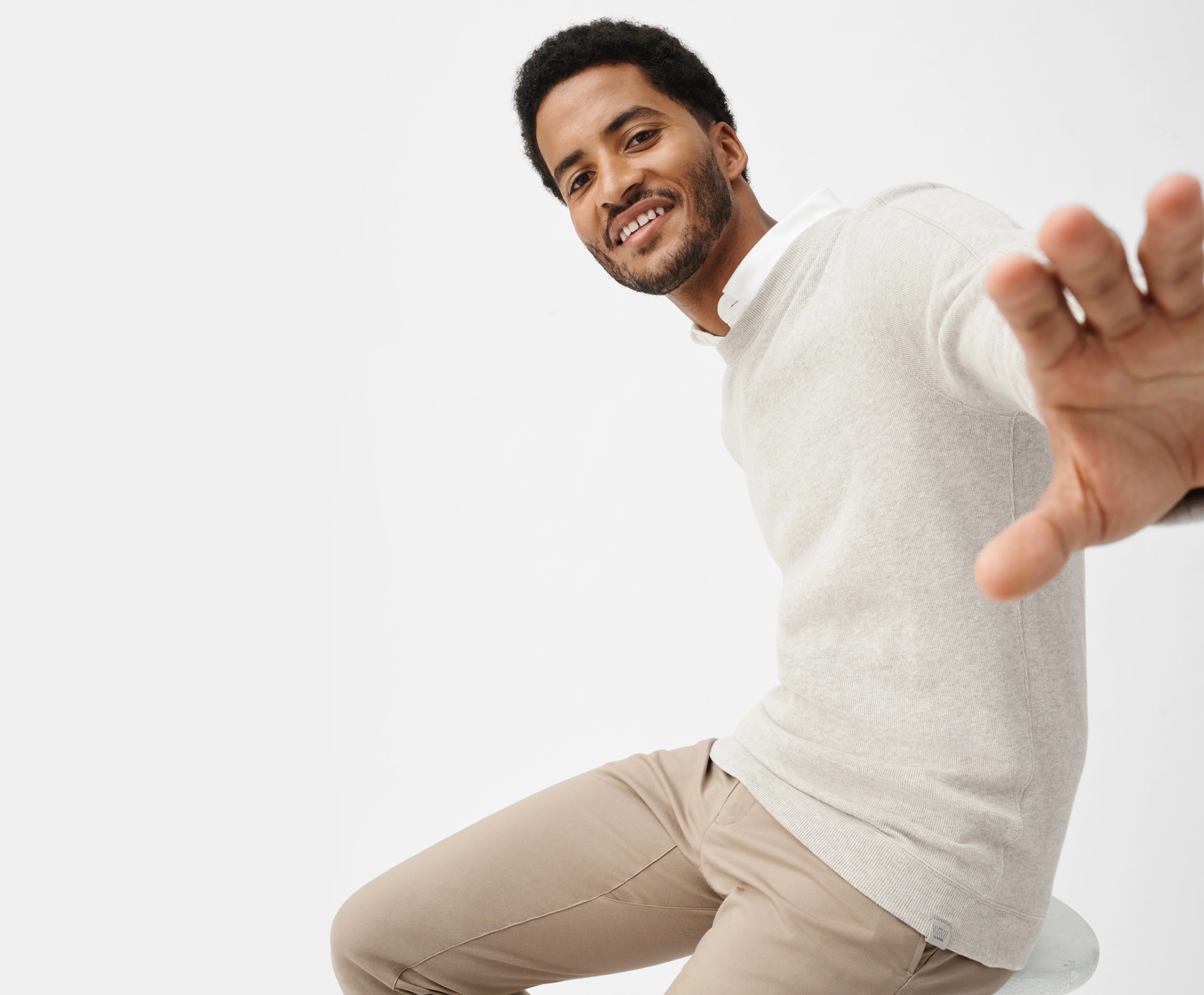 Wholesale,Mack Weldon, Mack Weldon Sand Heather Long Sleeve Washed Crewneck Sweater, Tan, Large-46-TagLExtra Large-48-TagXLSmall-42-TagS