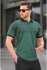 Madmext Dark Green Knitwear Mens  Short Sleeve Polo