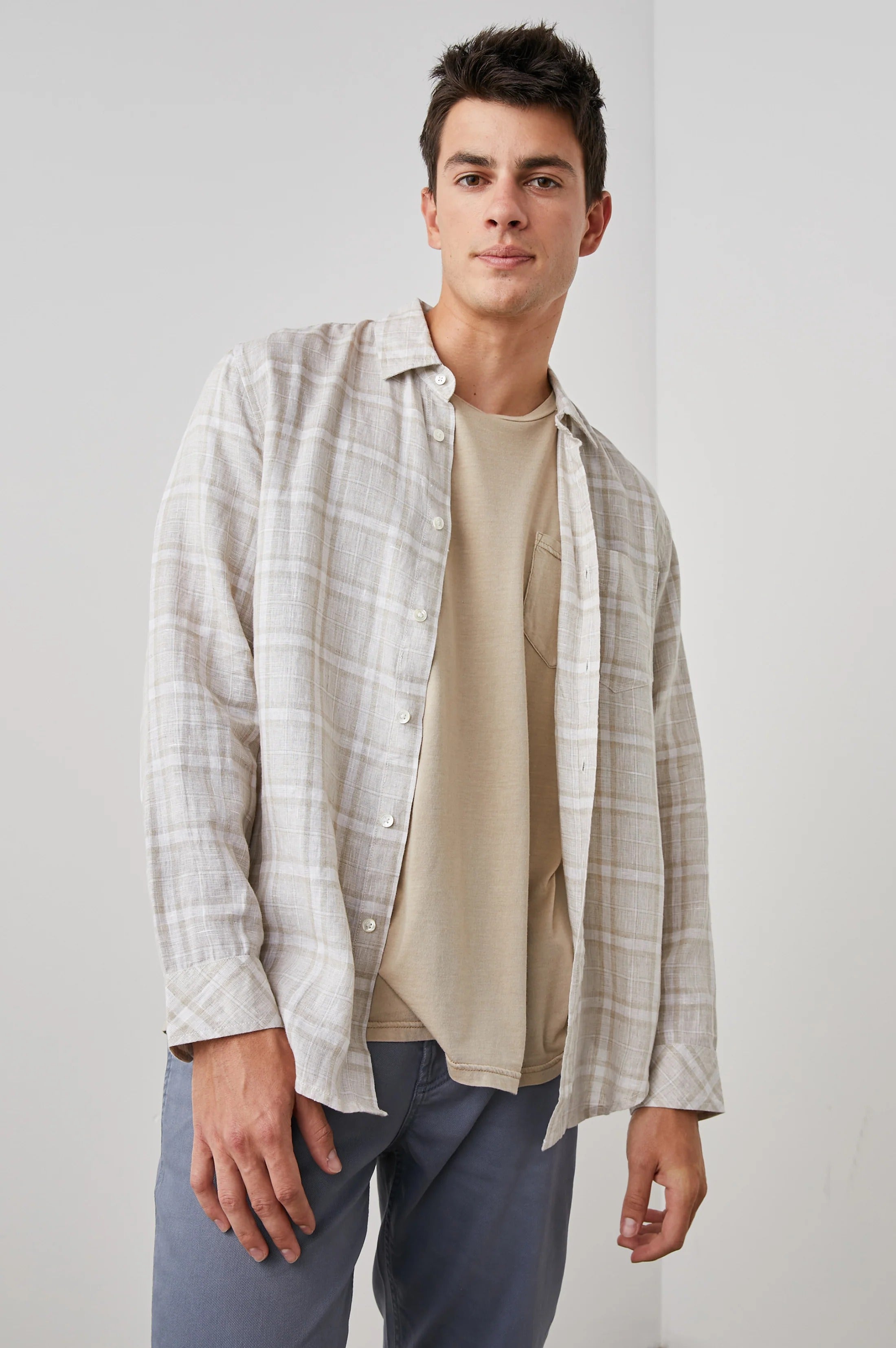 Wholesale,Rails, Rails Sand Plaid Long Sleeve Button Up Shirt, Tan, Medium-44-TagM