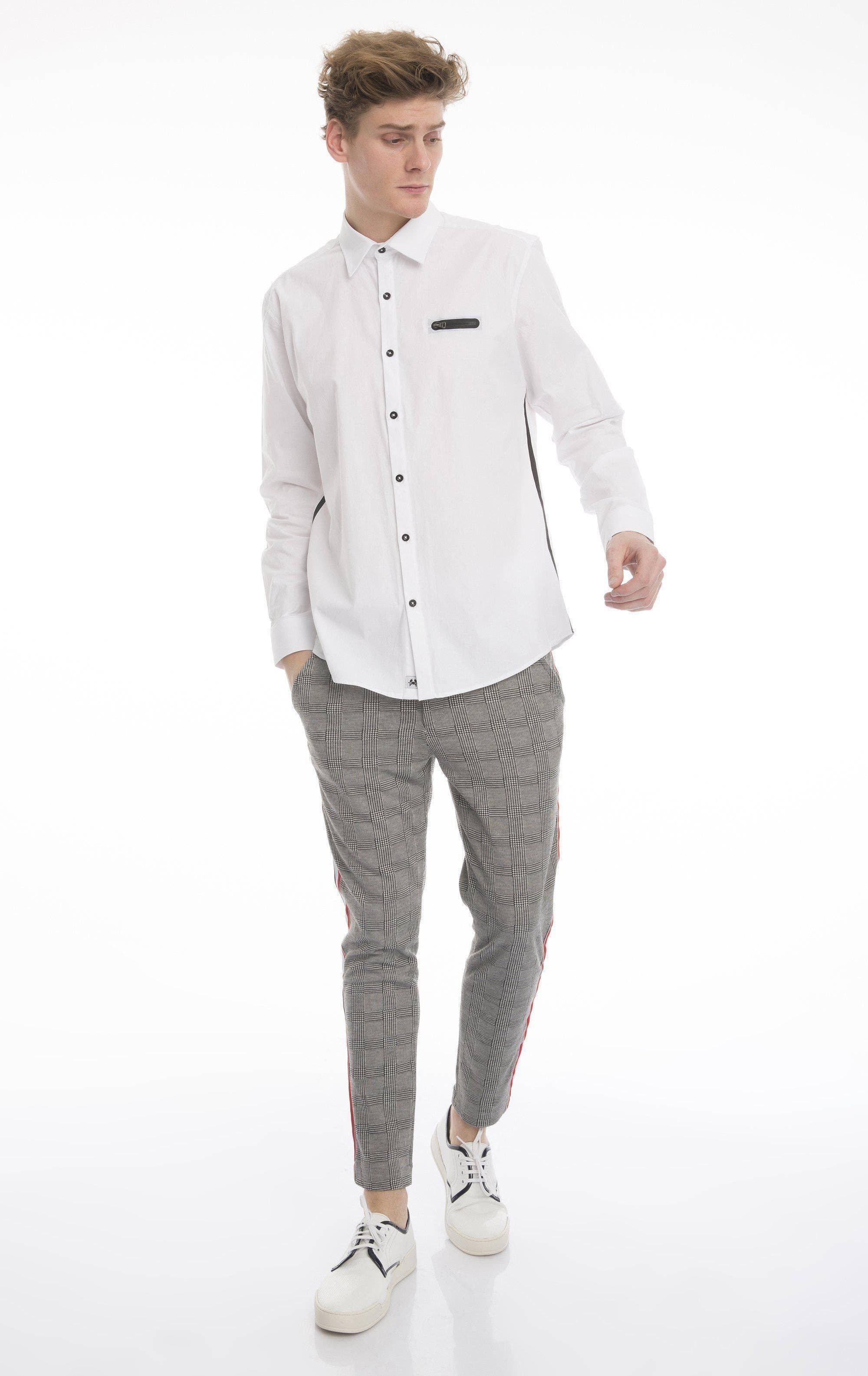 Faire,RNT 23, RNT 23 White Slit Constract Button Up Shirt, White, Medium-42-TagM