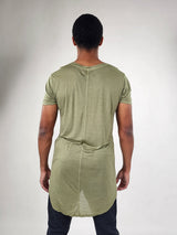 Reese De Luca Olive Short Sleeve T-Shirt with Droptail Hem