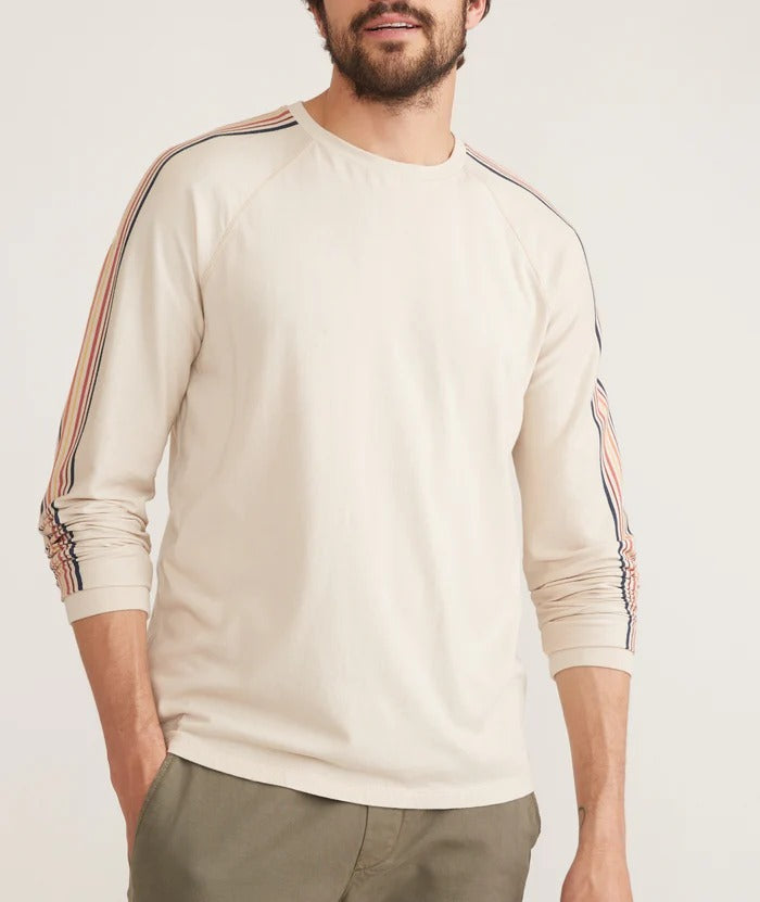 Wholesale,Marine Layer, Marine Layer Cream Long Sleeve Stripe Tee, Cream, Large-45-TagL