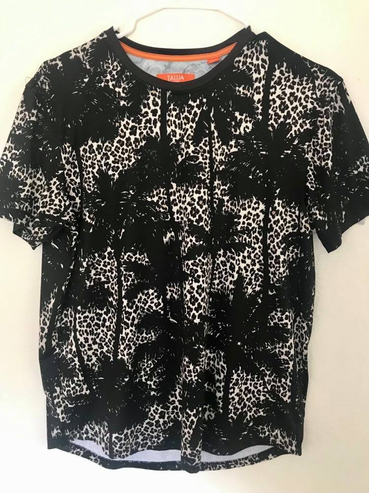 Nordstrom Rack, Tallia Grey Cheetah Print Tee, Grey, Large-44-TagL