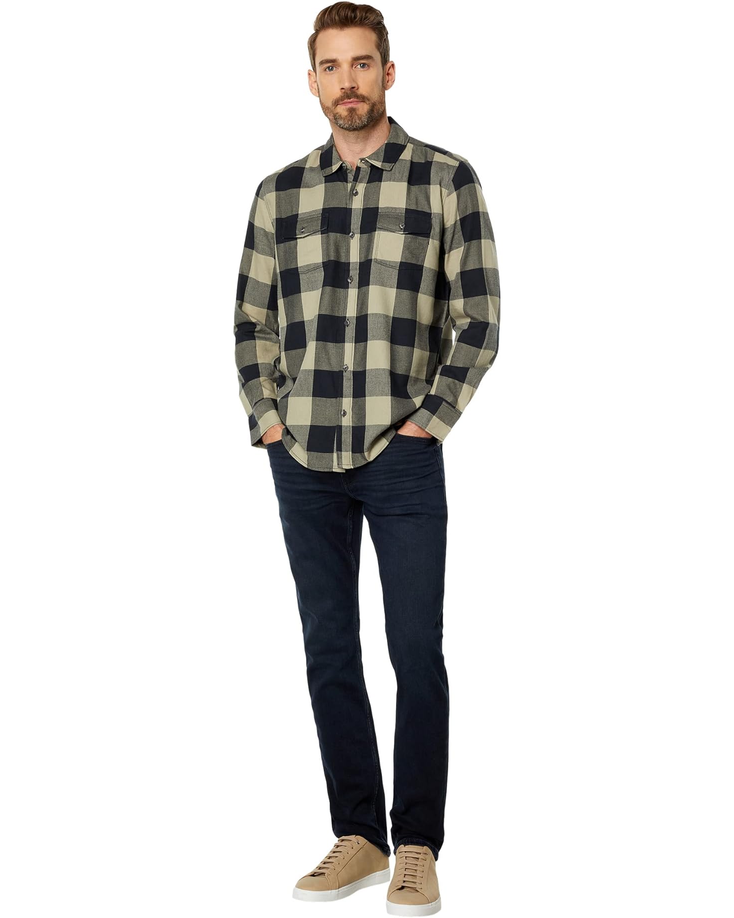 Other,Paige, Paige Black/Tan Everett Shirt, Black, Small-41-TagSMedium-43-TagM