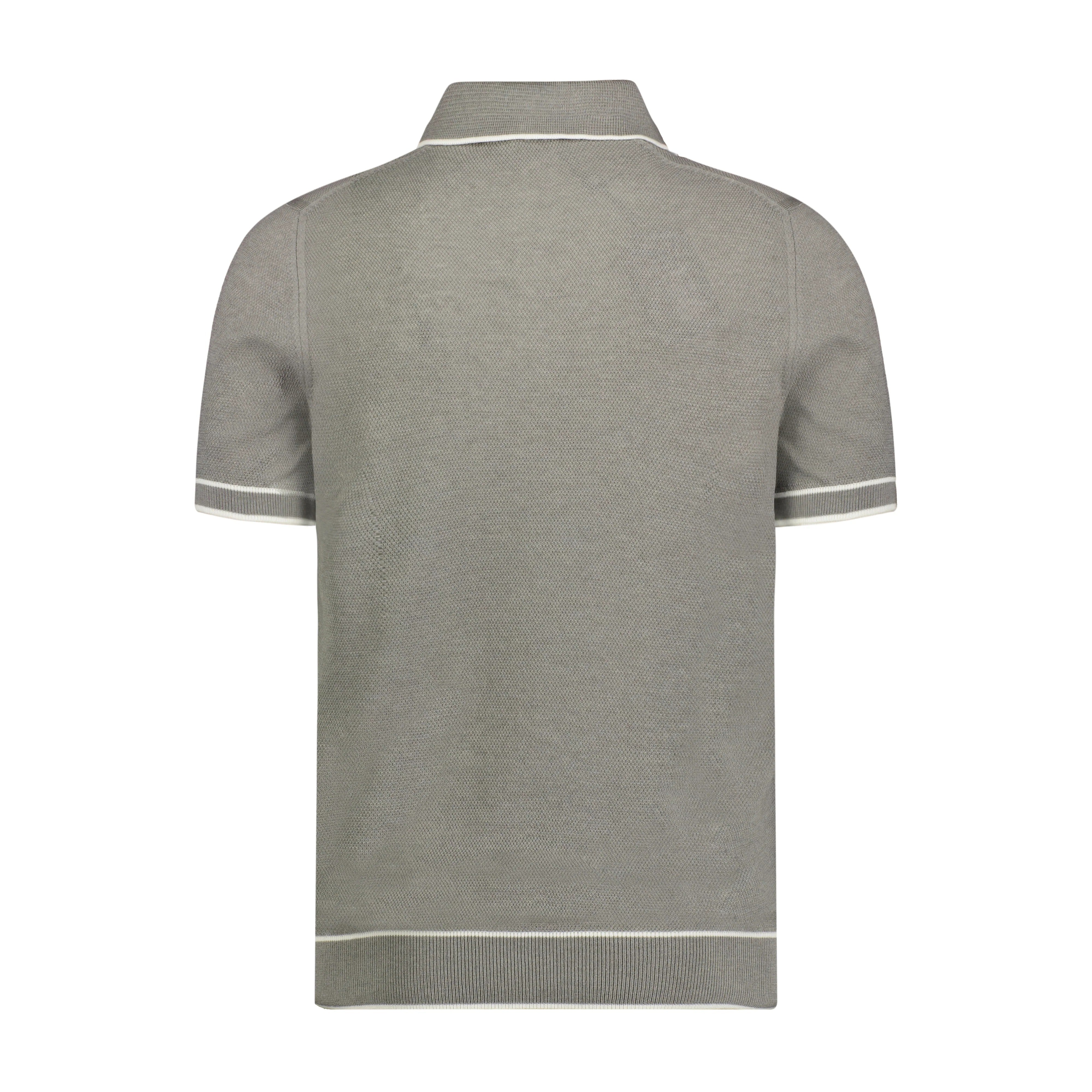 Wholesale,Luchiano Visconti, Luchiano Visconti Grey with White Trim Short Sleeve Knit Polo, Grey, Small-39-TagS