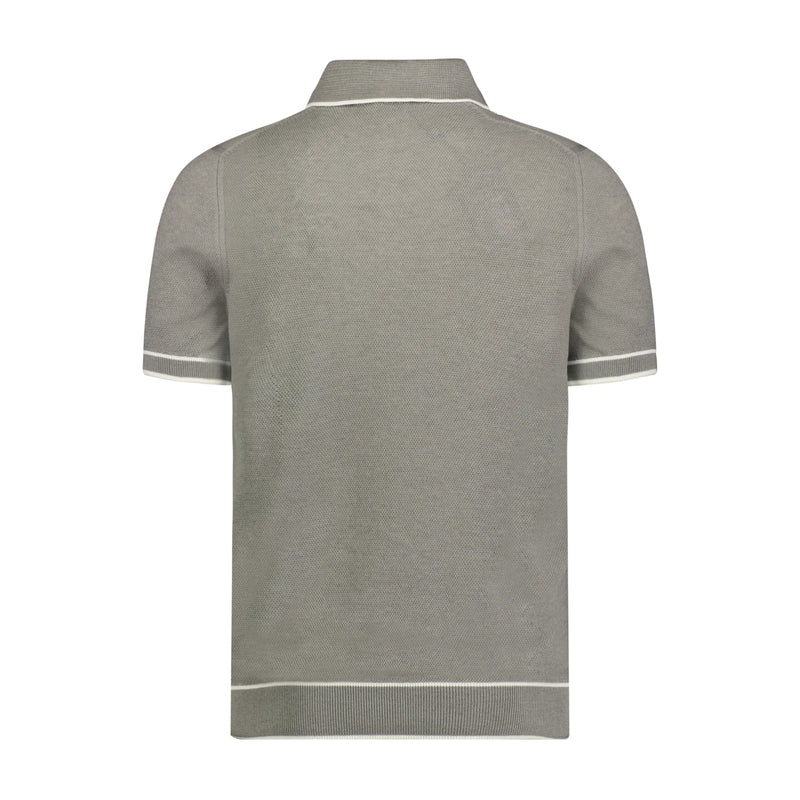 Luchiano Visconti Grey with White Trim Short Sleeve Knit Polo