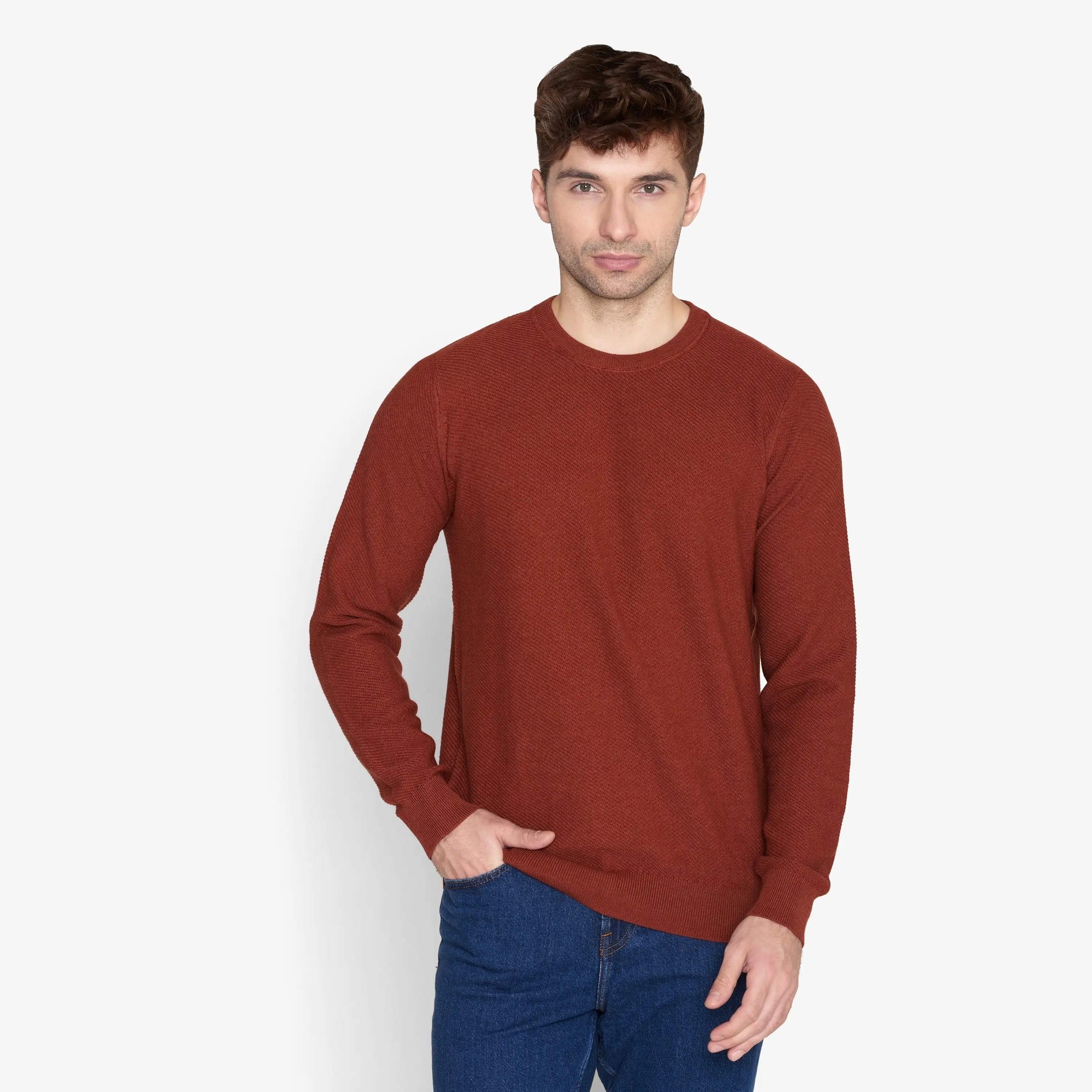 Faire,Signal Clothing, Signal Clothing Rust Crew Cotton Sweater, Red, Large-44-TagL