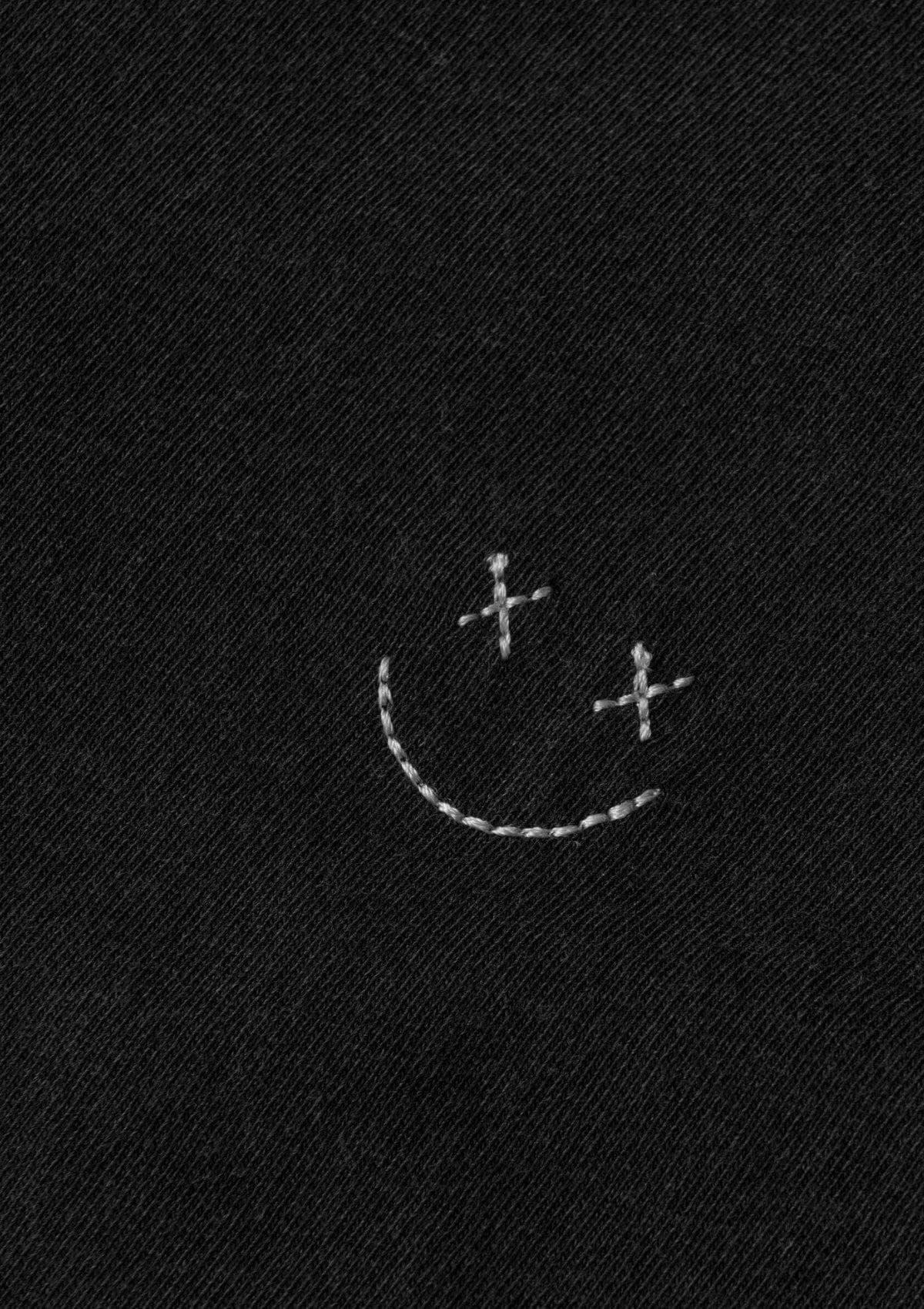 Brand Partner,Acapella, Acapella Washed Black Smiley Distressed Tee, Black, Medium-40-TagMLarge-43-TagLExtra Large-45-TagXLSmall-38-TagS