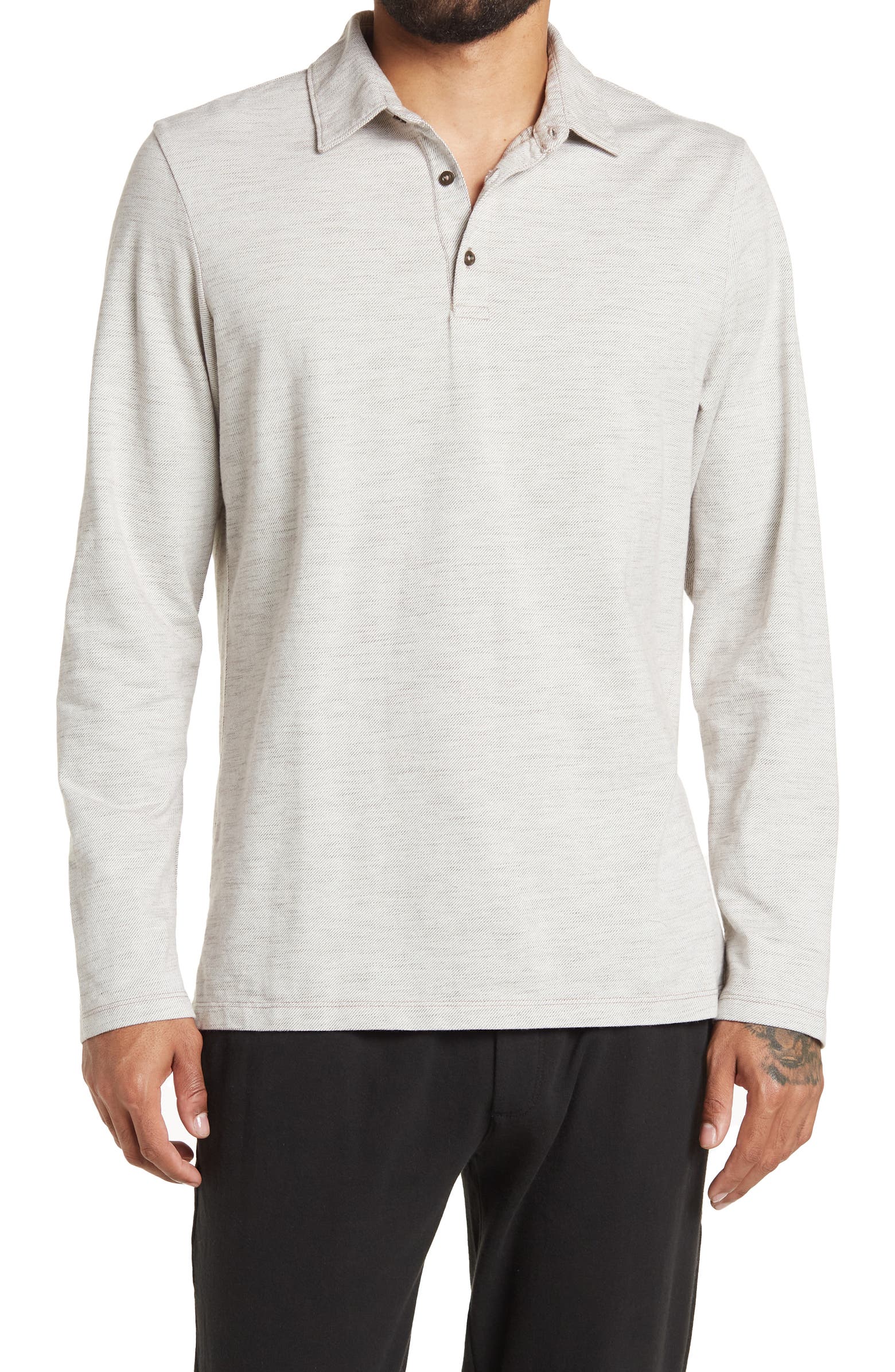 Nordstrom Rack, Z BY Zella Beige Long Sleeve Polo Shirt, Cream, Small-40-TagS