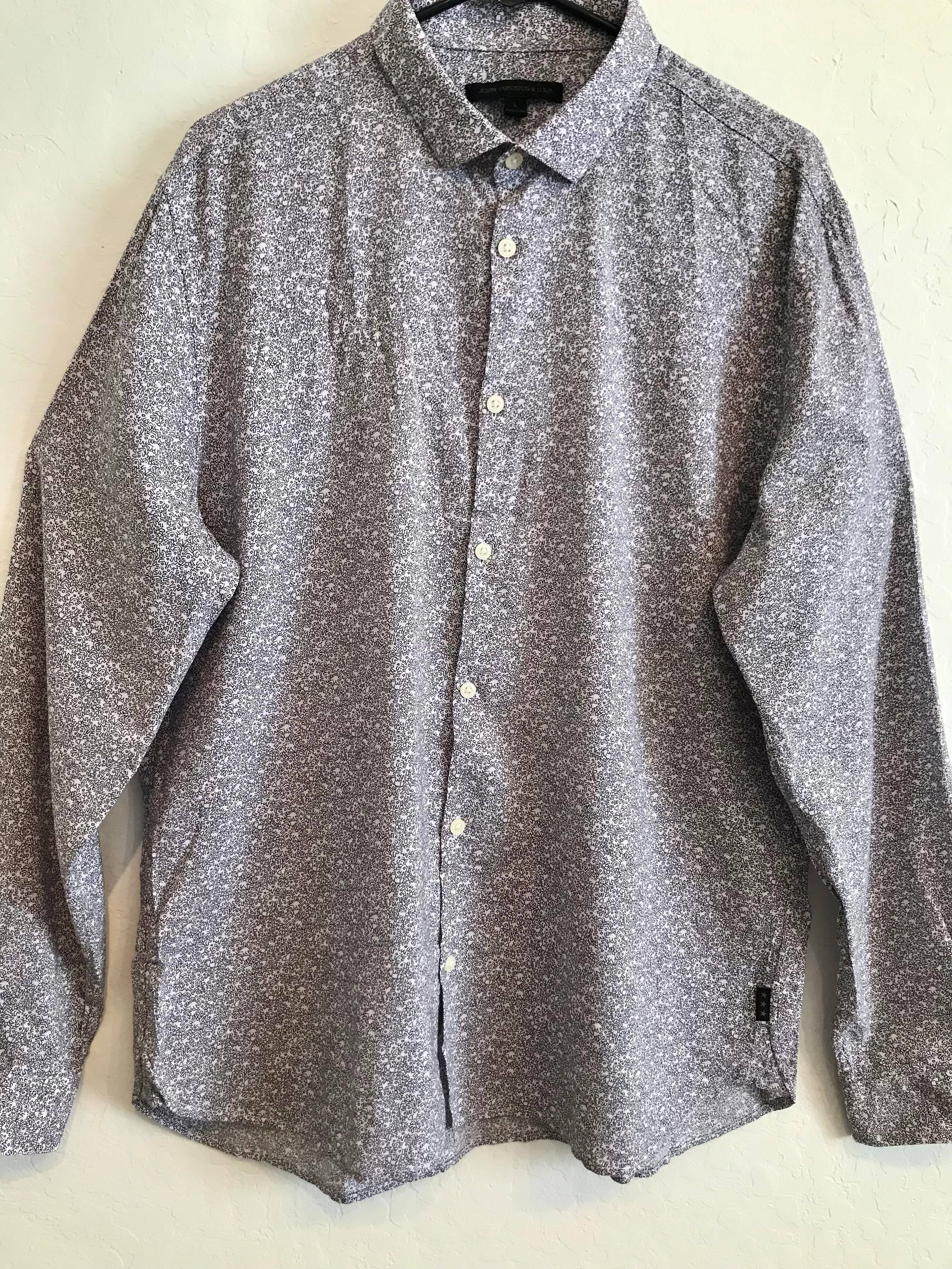 Bobbi + Bricka, John Varvatos Pink Abstract Button Up Shirt, Pink, Large-45-TagL