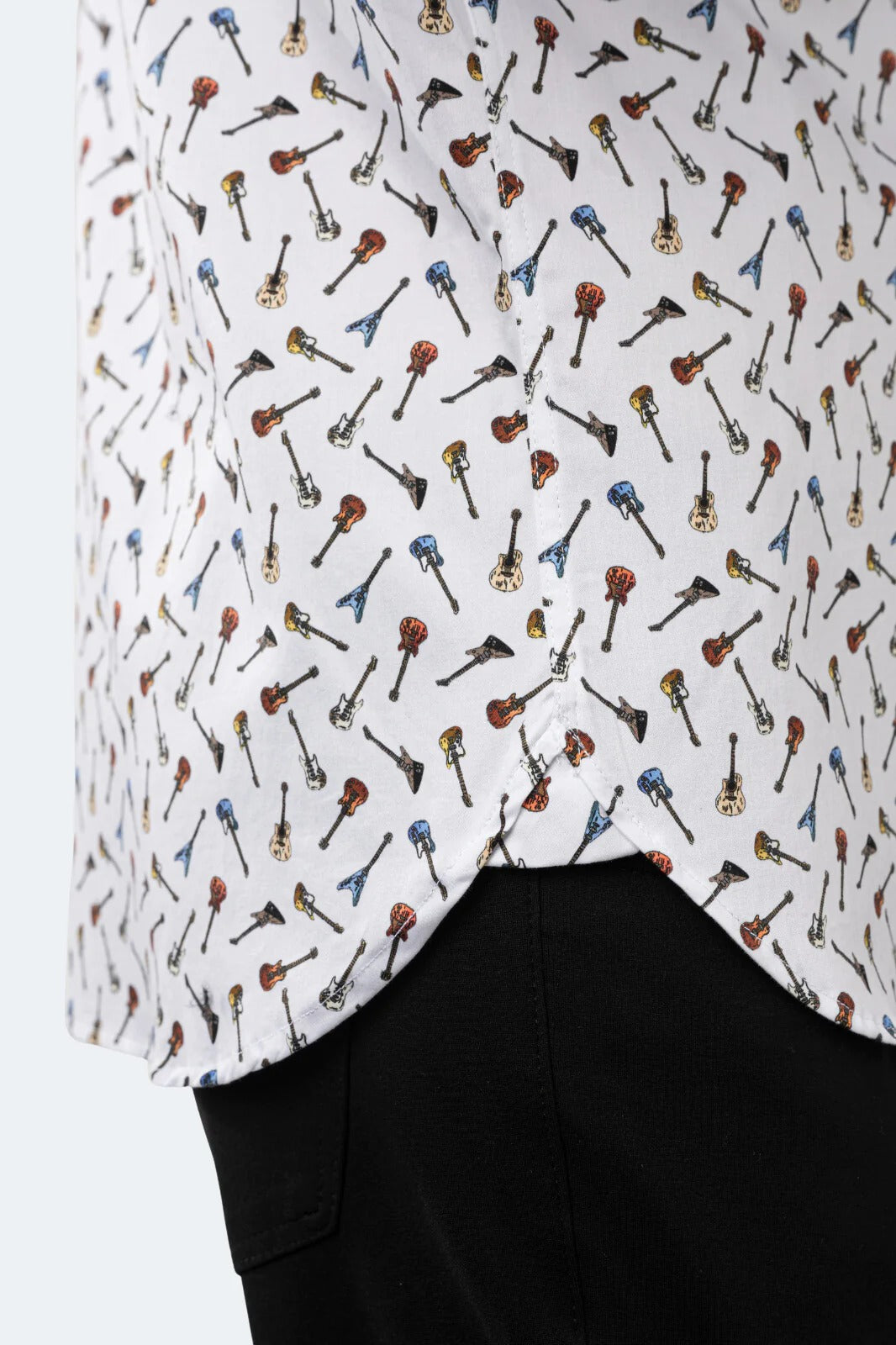 Wholesale,Luchiano Visconti, Luchiano Visconti White with Multicolor Guitar Print Long Sleeve Shirt, White, Small-41-TagSMedium-43-TagMLarge-45-TagLExtra Large-48-TagXL