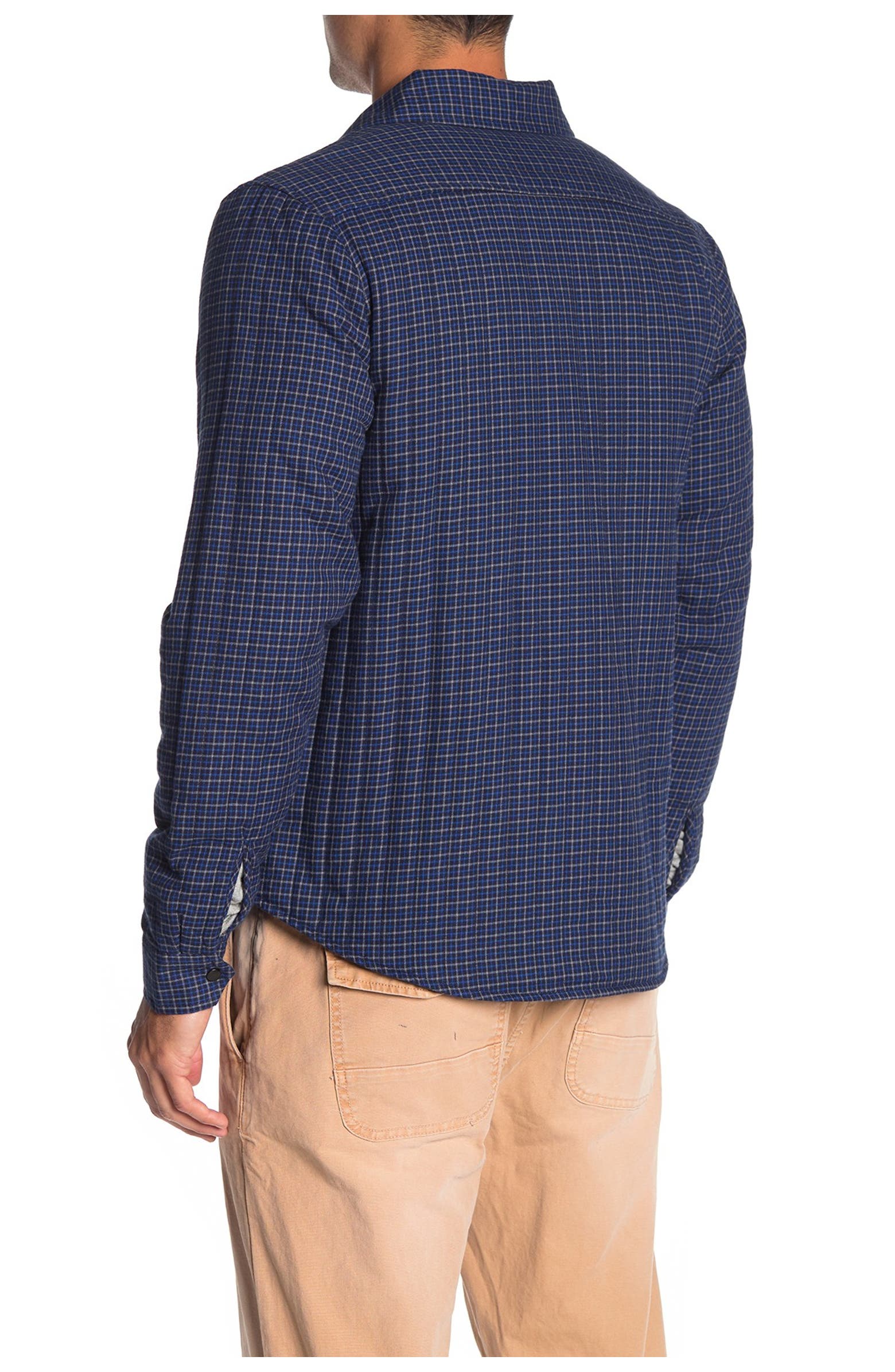 Nordstrom Rack, Slate & Stone Blue Plaid Snap Closure Shacket, Blue, Medium-44-TagM