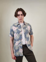 Projek Raw Charcoal/Pink Tropical Linen Blend Short Sleeve Shirt