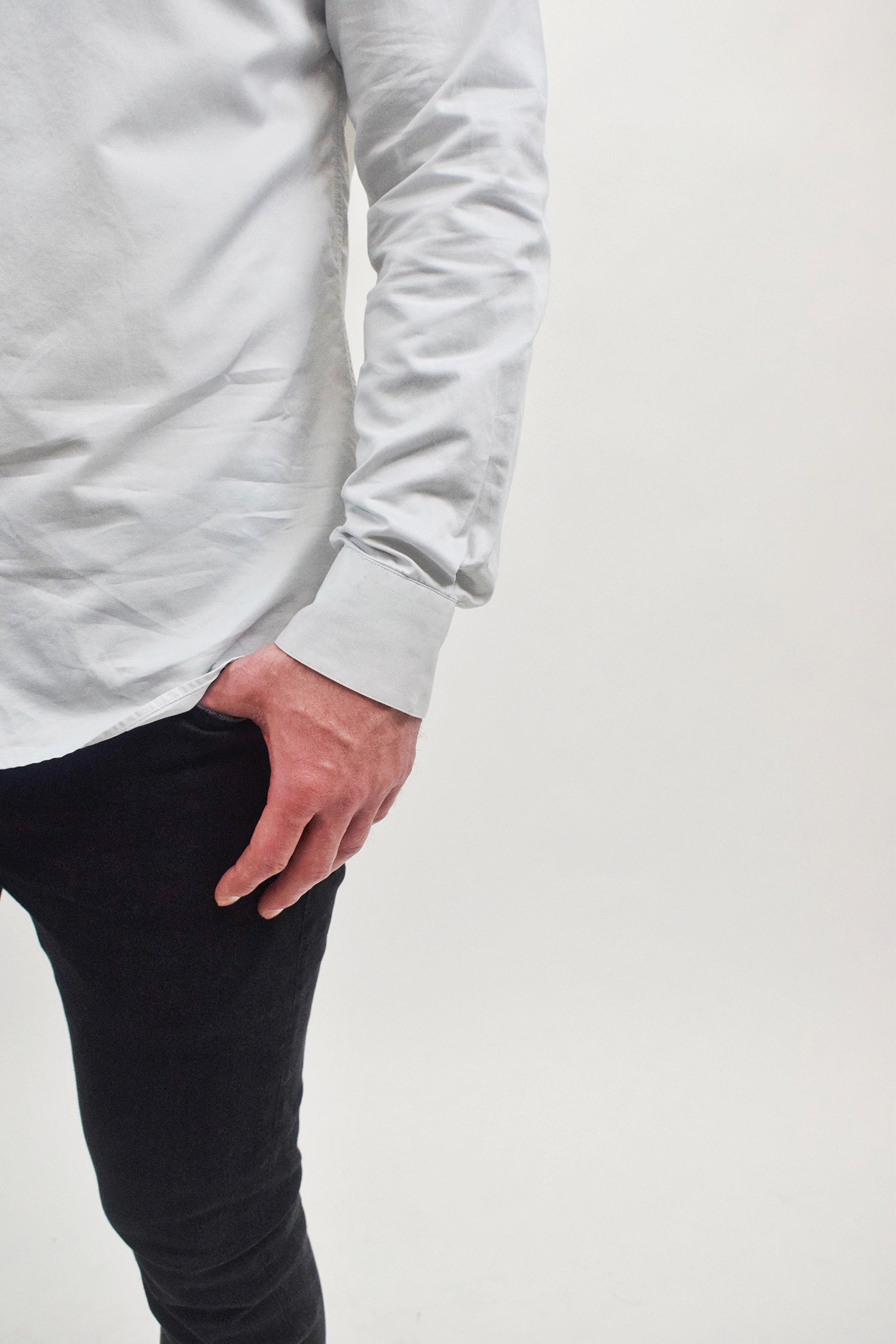 The RealReal,Armani Collezioni, Armani Solid Grey Red Closure Button Up Shirt, White, Large-45-TagL