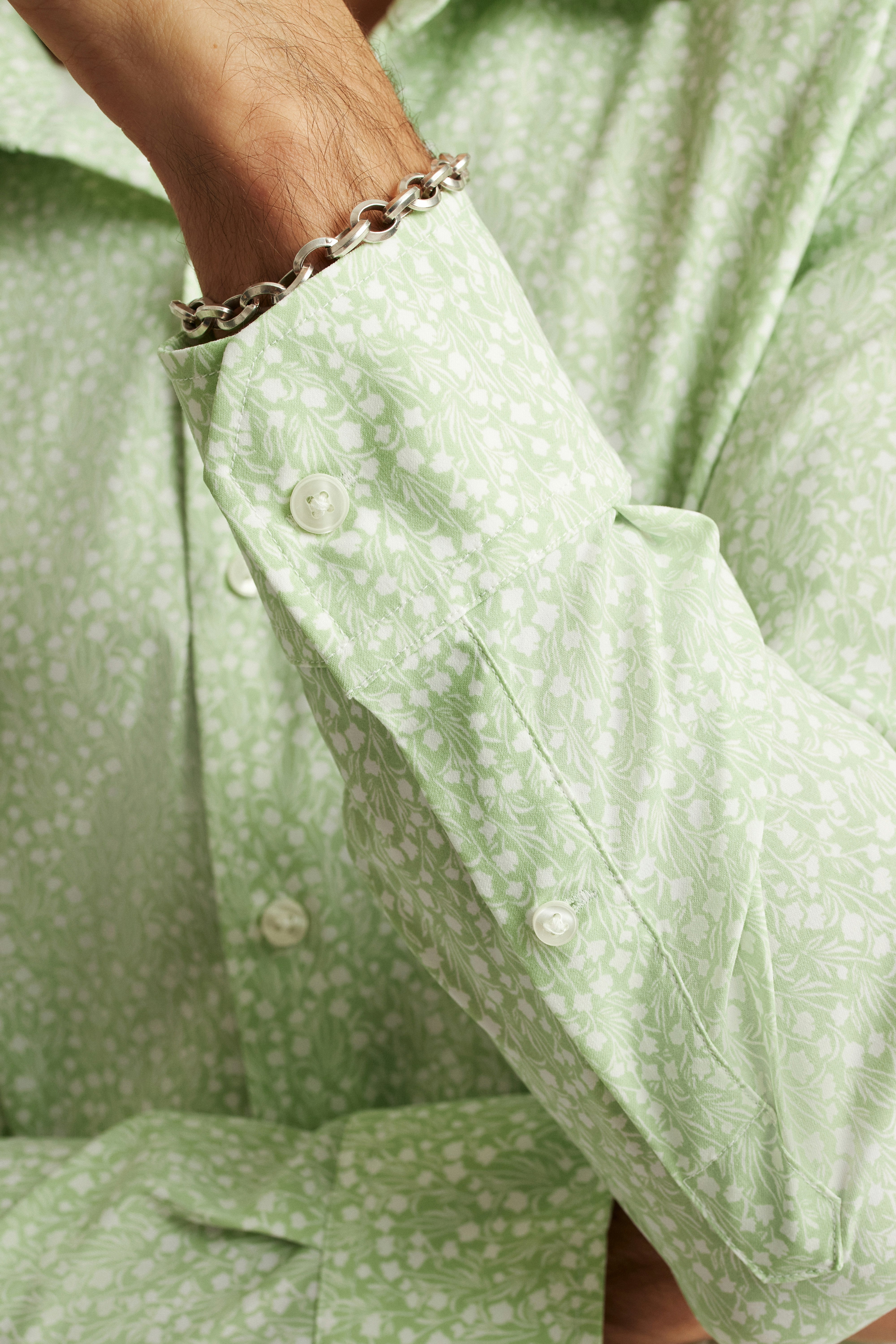 Wholesale,Bonobos, Bonobos Mint Floral Print Tech Slim Long Sleeve Button Down Shirt, Green, Medium-42-TagM