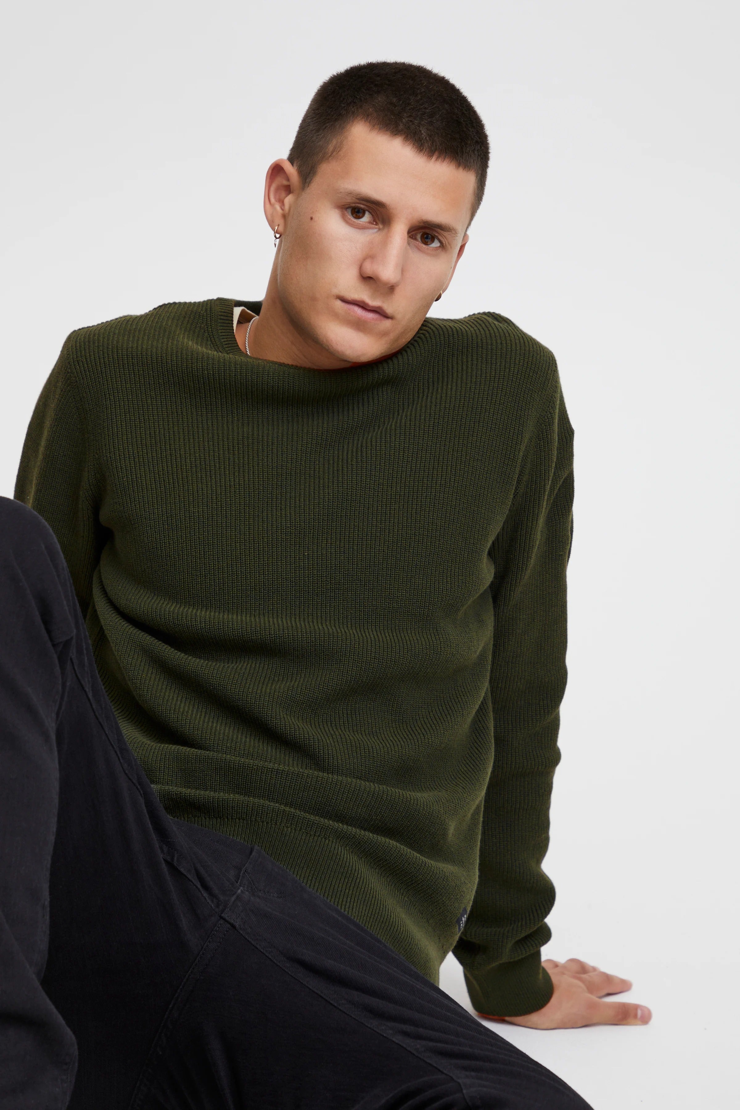 Other,Blend, Blend Dark Green Codford Knit Crewneck Sweater, Green, Small-40-TagM