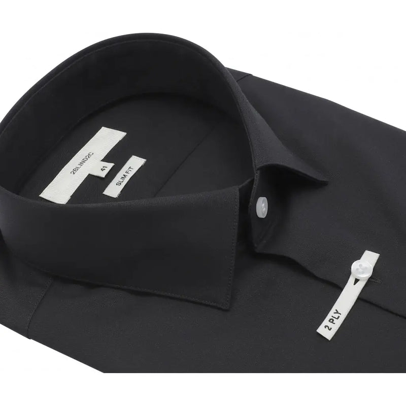 Black Slim Fit Long Sleeve Button Up