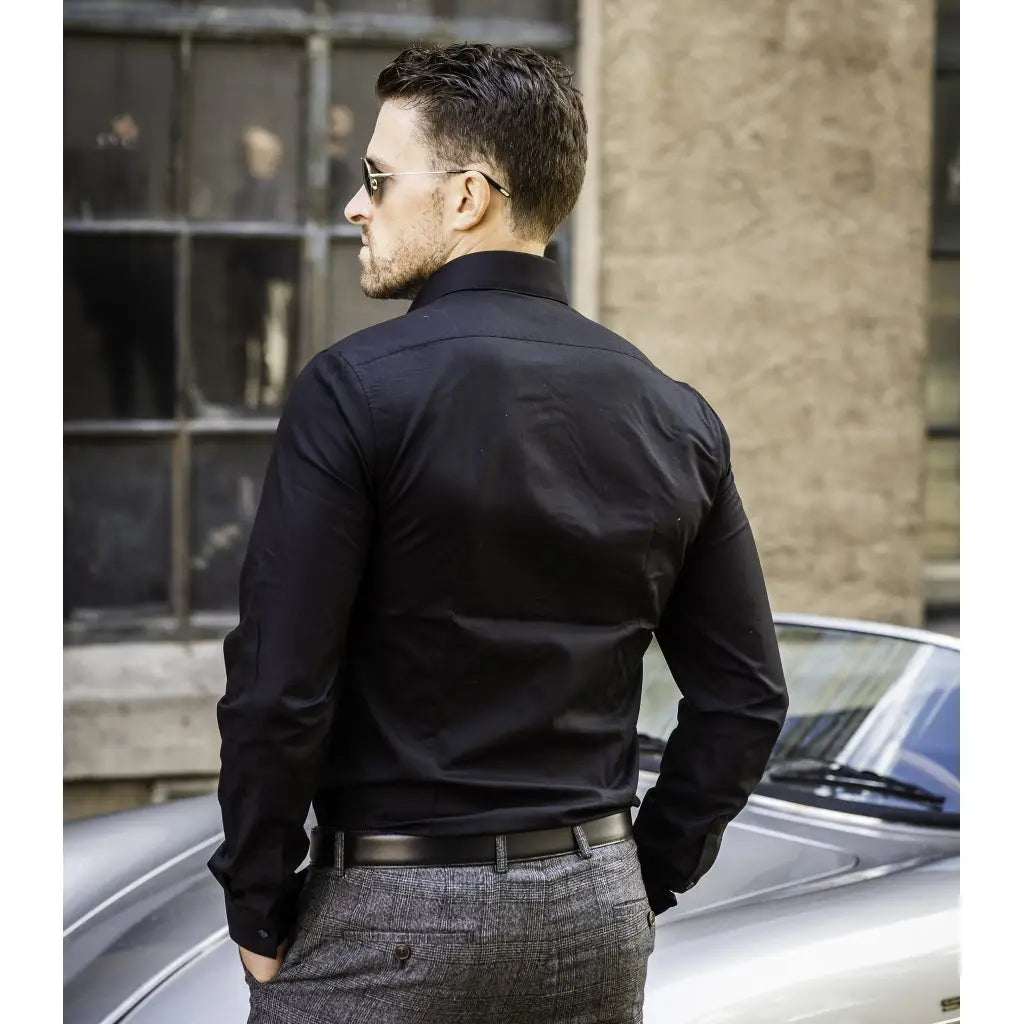 Collar Extreme Slim Fit Dress Shirt Men's Black Long Sleeve Dress Shirt, Stain Repellent, Wrinkle Resistant Collar Extreme Slim Fit Dress Shirt Men's Black Long Sleeve Dress Shirt, Stain Repellent, Wrinkle Resistant