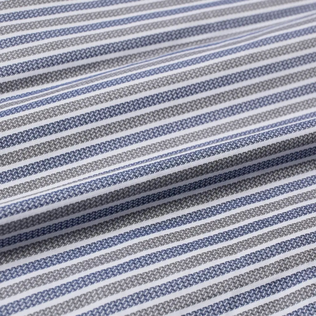 Faire,2Blind2C, 2Blind2C Blue & Grey Stripe Print Long Sleeve Button Up Shirt, Blue, Extra Large-49-TagXLLarge-46-TagLMedium-43-TagMSmall-41-TagS