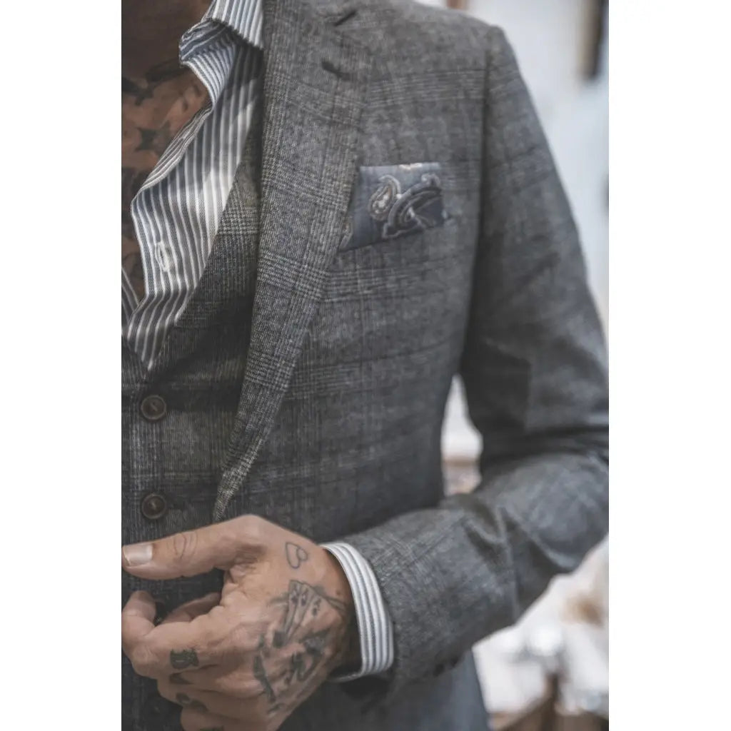 Faire,2Blind2C, 2Blind2C Blue & Grey Stripe Print Long Sleeve Button Up Shirt, Blue, Medium-43-TagM