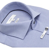 2Blind2C Light Blue Micro Stripe Print Jersey Knit Slim Fit Button Up Long Sleeve Shirt