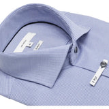 2Blind2C Light Blue Micro Stripe Print Jersey Knit Slim Fit Button Up Long Sleeve Shirt